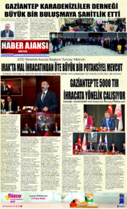 Gaziantep Haber Ajansı Bülteni Cuma 27.01.2023 e gazete