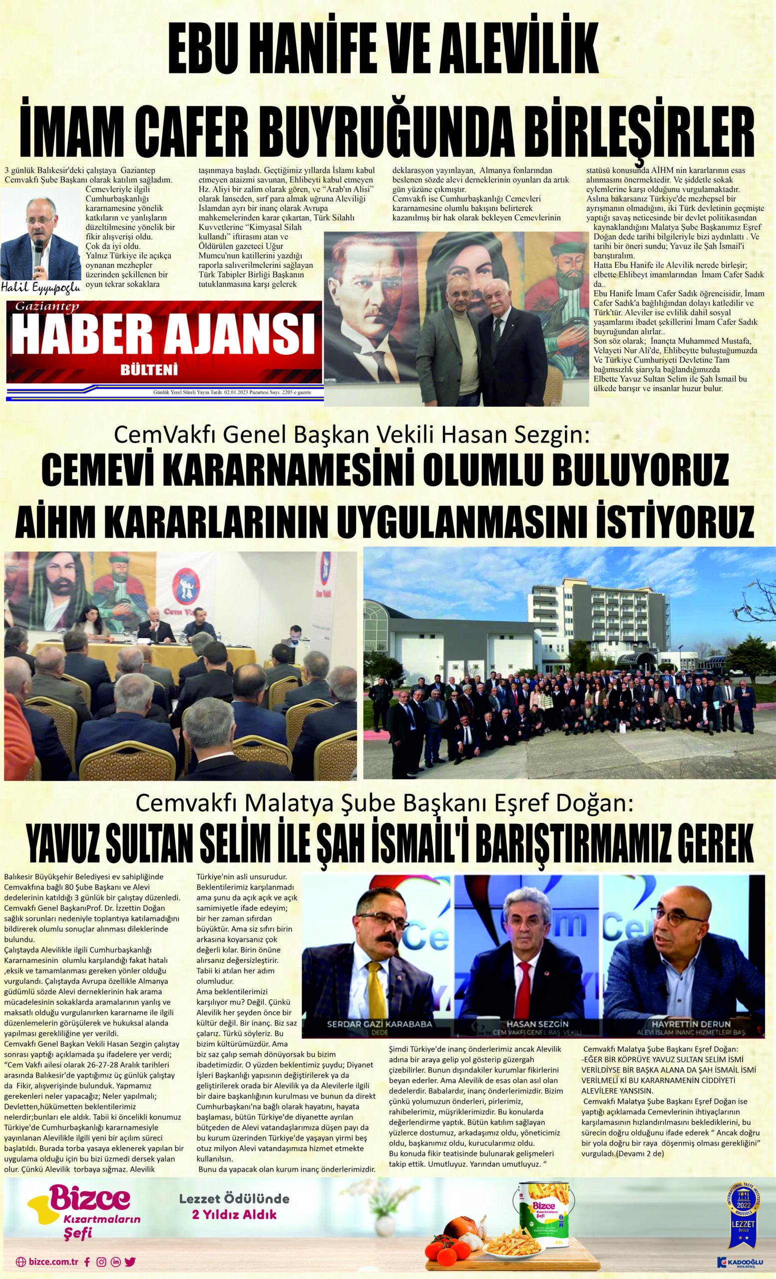 Gaziantep Haber Ajansı Bülteni Pazartesi 02.01.2023 e gazete