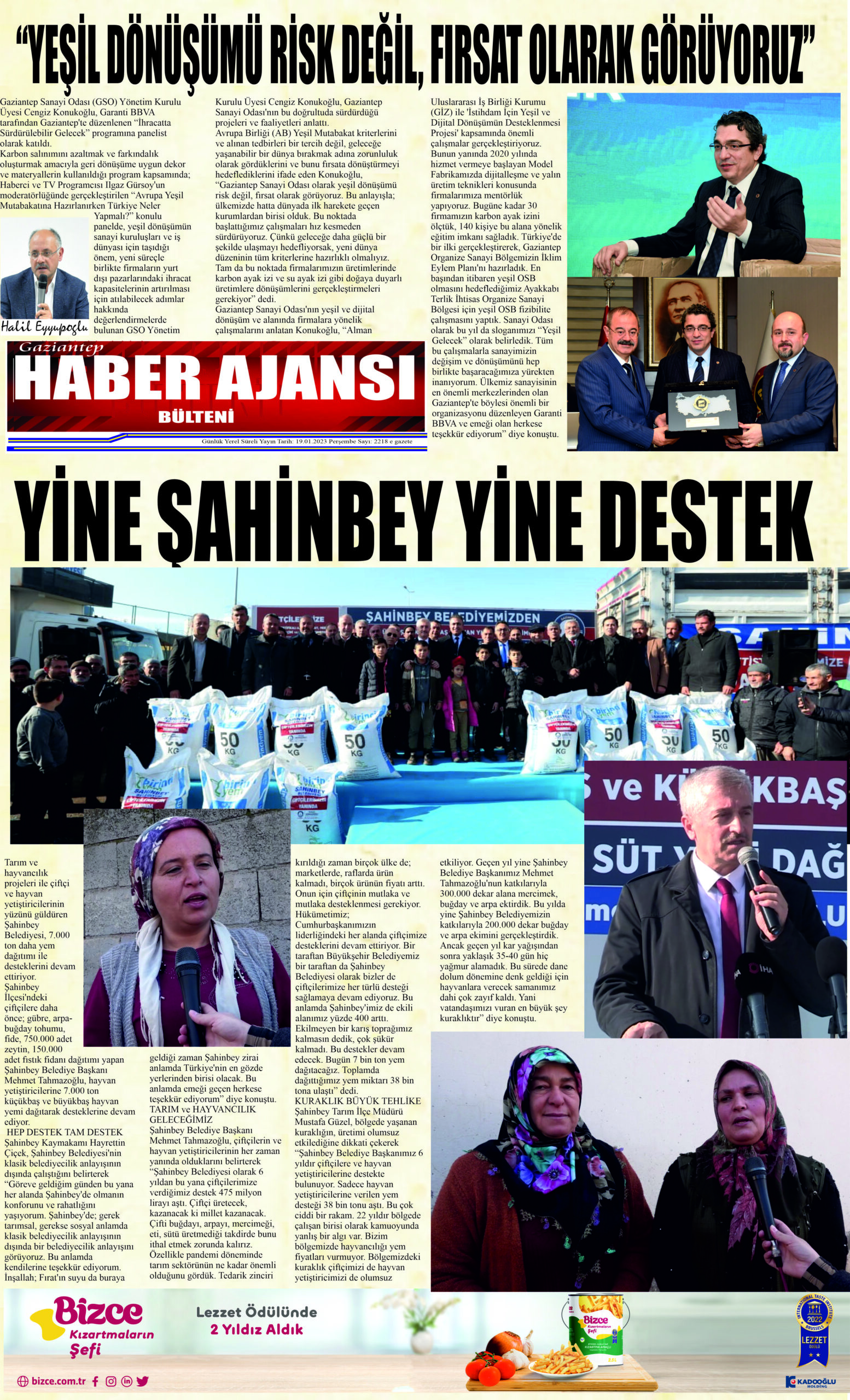Gaziantep Haber Ajansı Bülteni Perşembe 19.01.2023 e gazete