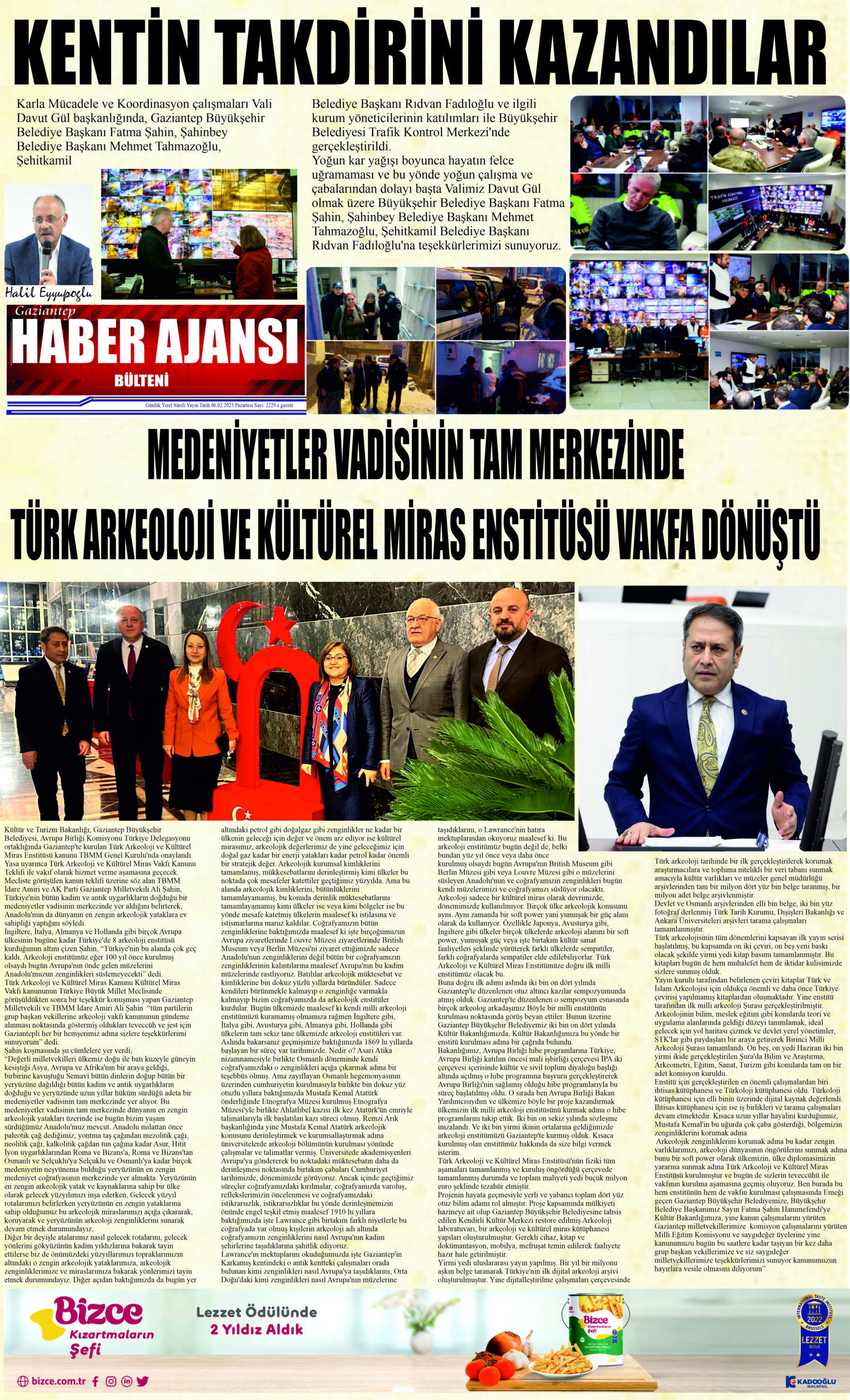 Gaziantep Haber Ajansı Bülteni Pazartesi 06.02.2023 e gazete