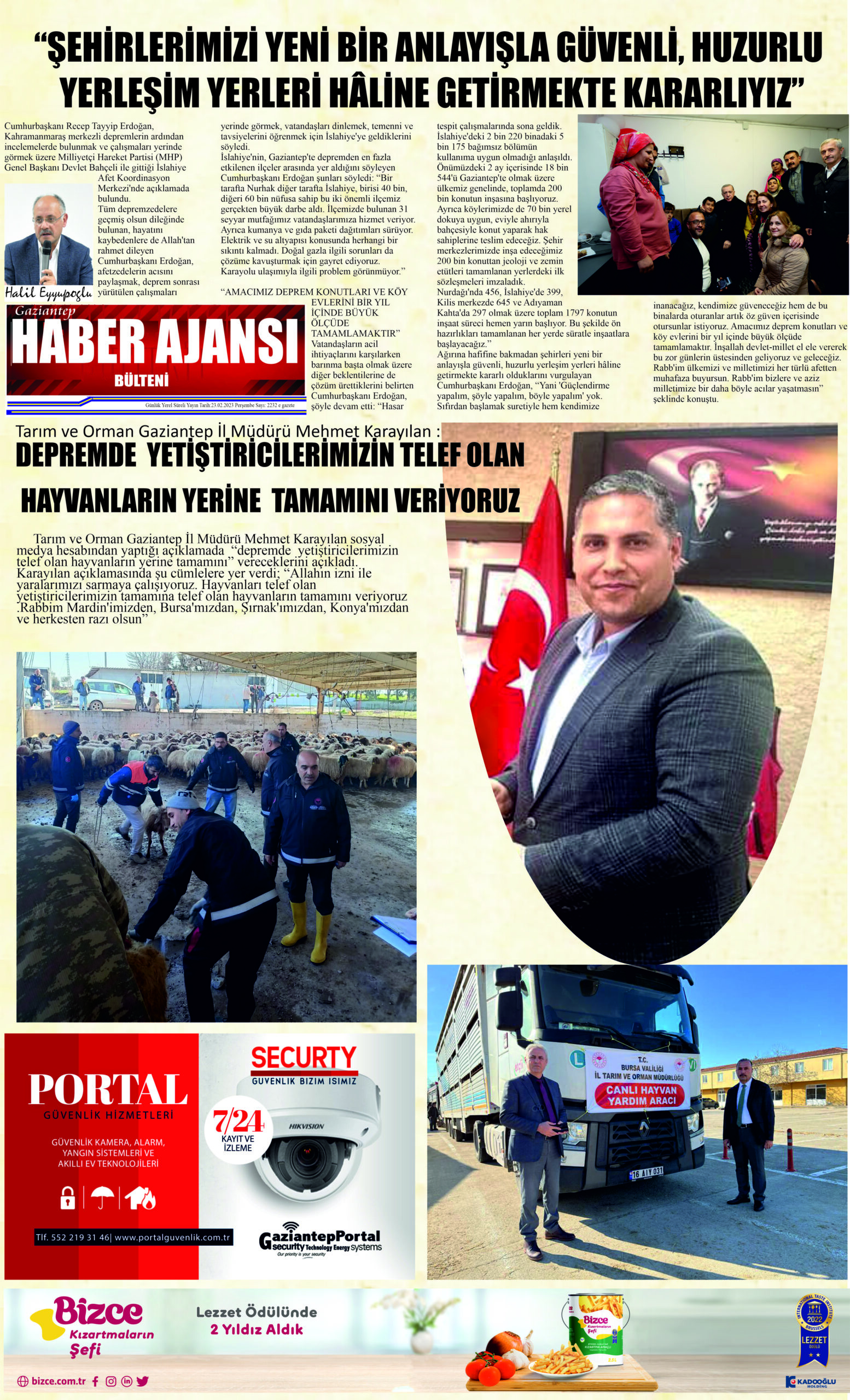 Gaziantep Haber Ajansı Bülteni Perşembe 23.02.2023 e gazete