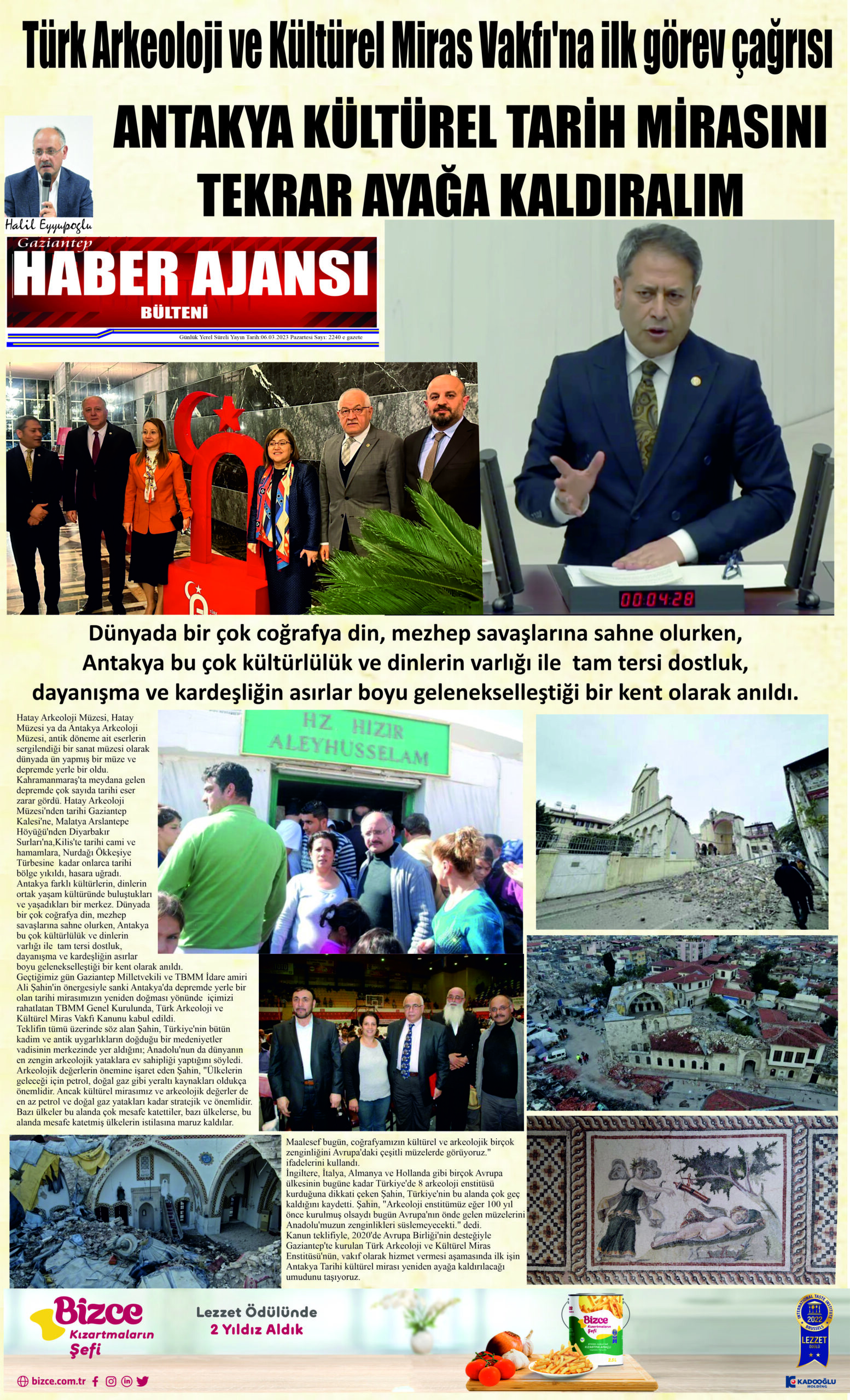 Gaziantep Haber Ajansı Bülteni Pazartesi 06.03.2023 e gazete