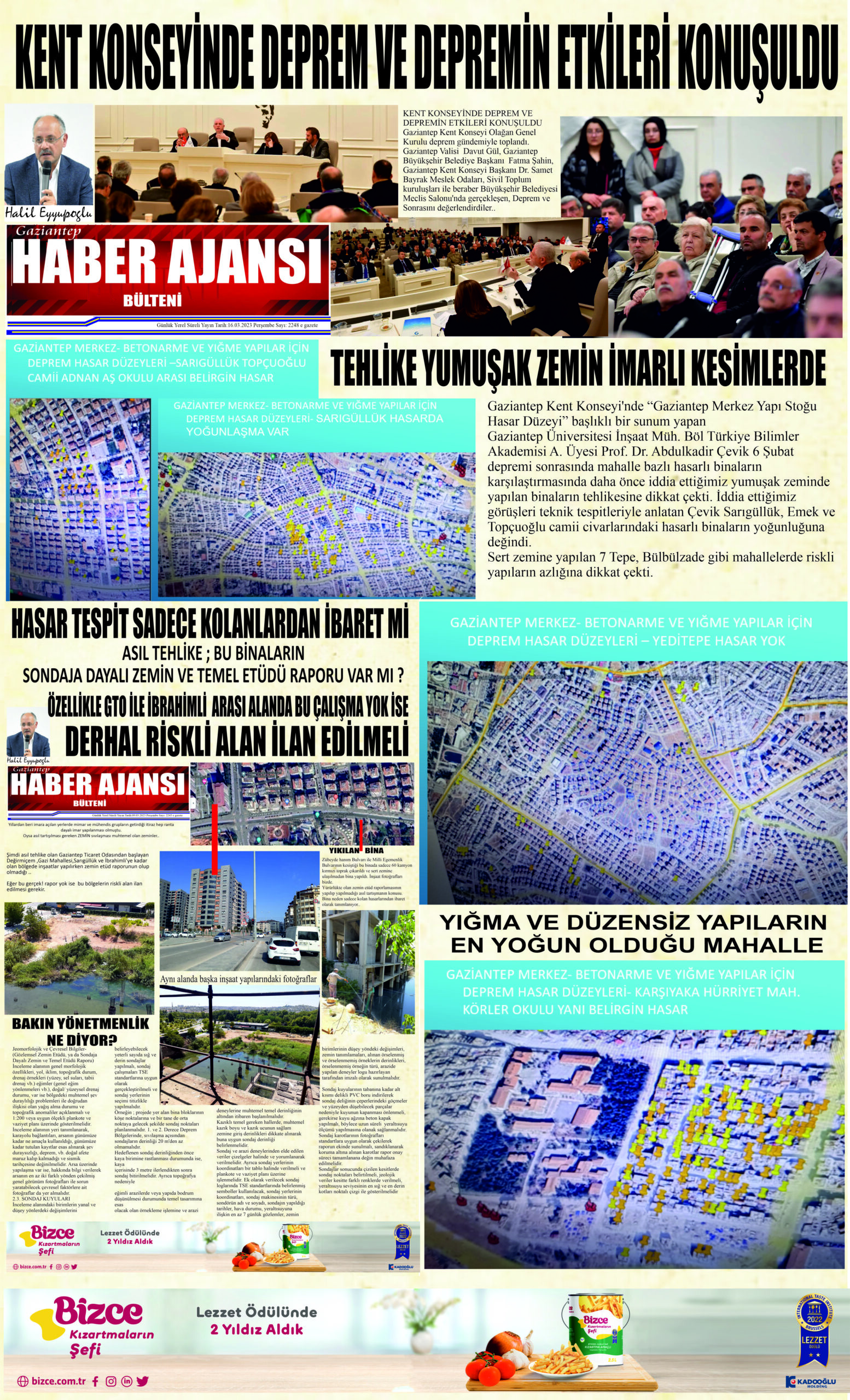 Gaziantep Haber Ajansı Bülteni Perşembe 16.03.2023 e gazete
