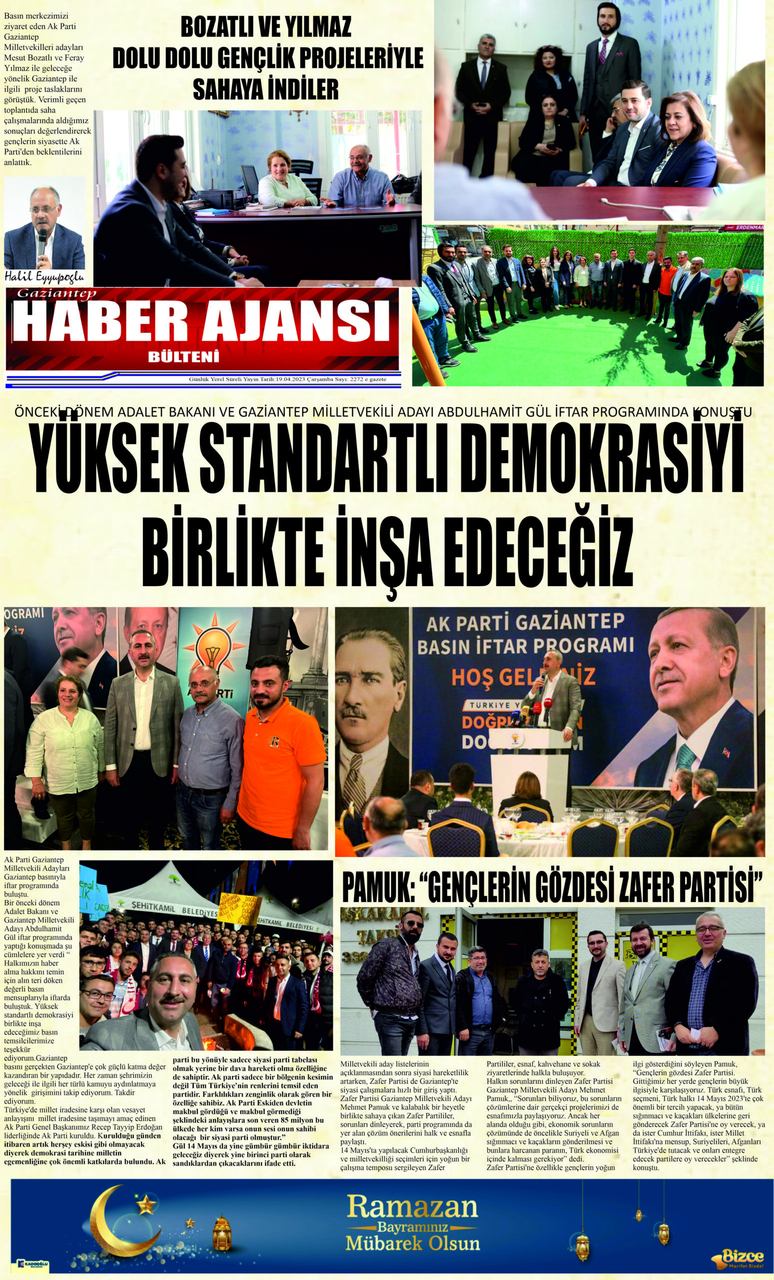 Gaziantep Haber Ajansı Bülteni Çarşamba 19.04.2023 e gazete