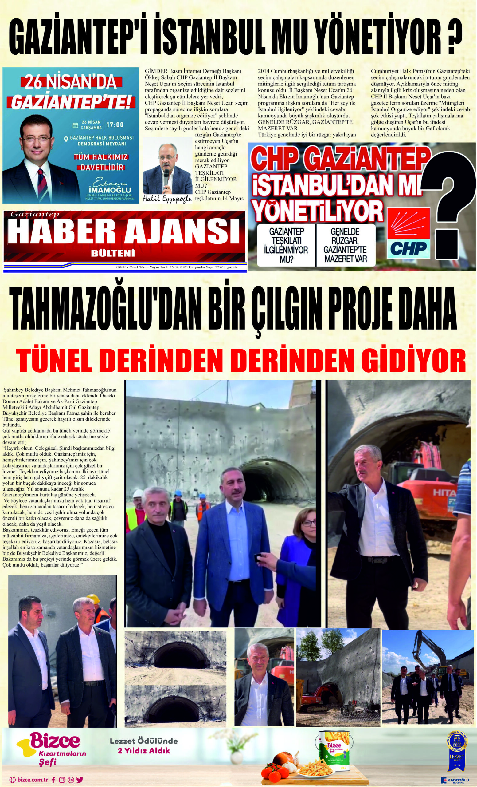Gaziantep Haber Ajansı Bülteni Çarşamba 26.04.2023 e gazete