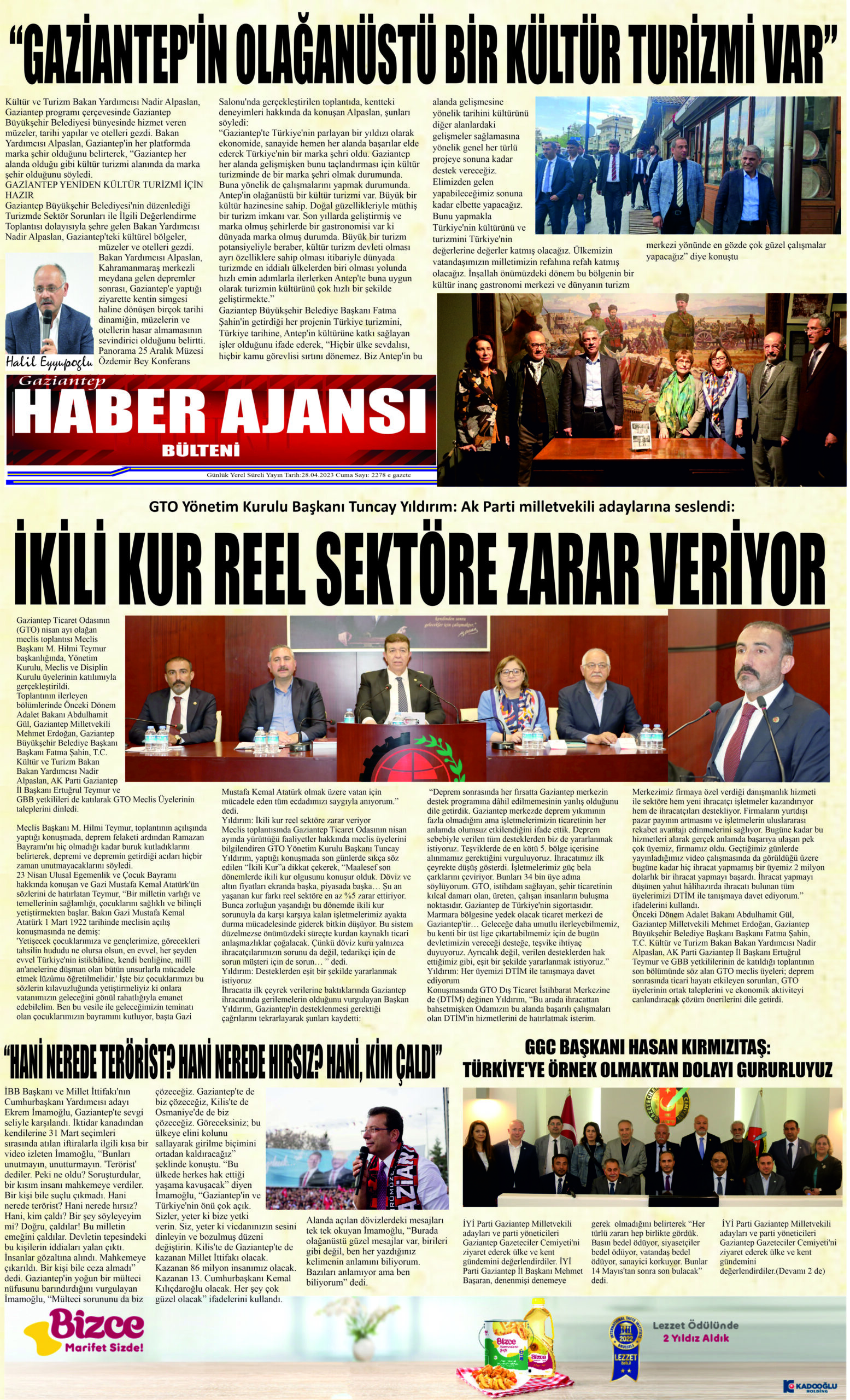 Gaziantep Haber Ajansı Bülteni Cuma 28.04.2023 e gazete