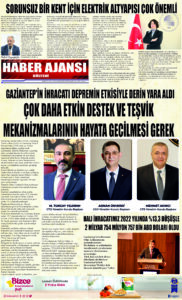Gaziantep Haber Ajansı Bülteni Perşembe 06.04.2023 e gazete