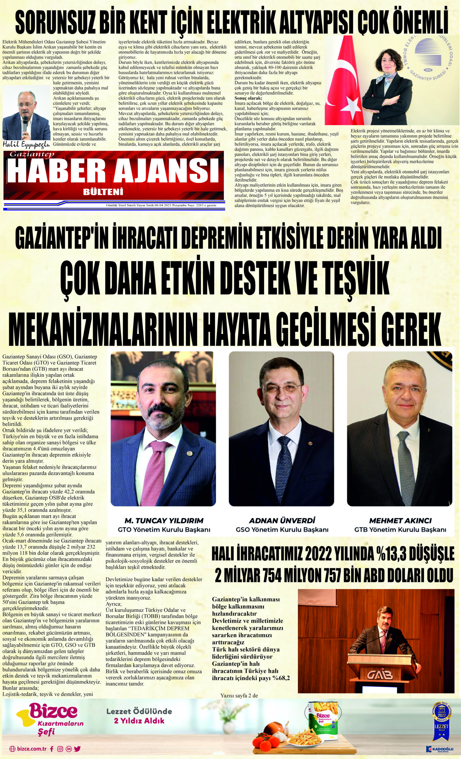 Gaziantep Haber Ajansı Bülteni Perşembe 06.04.2023 e gazete