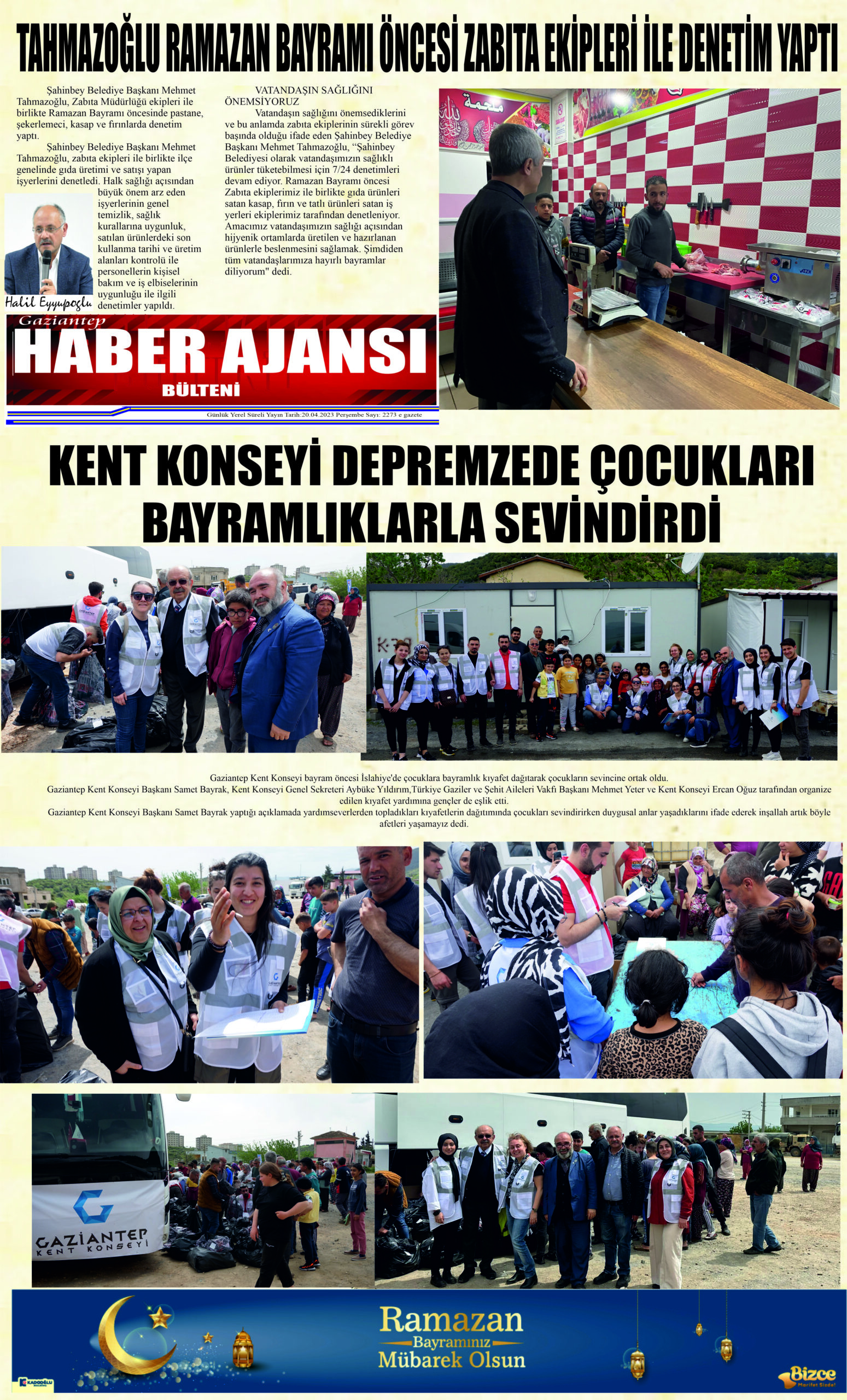 Gaziantep Haber Ajansı Bülteni Perşembe 20.04.2023 e gazete