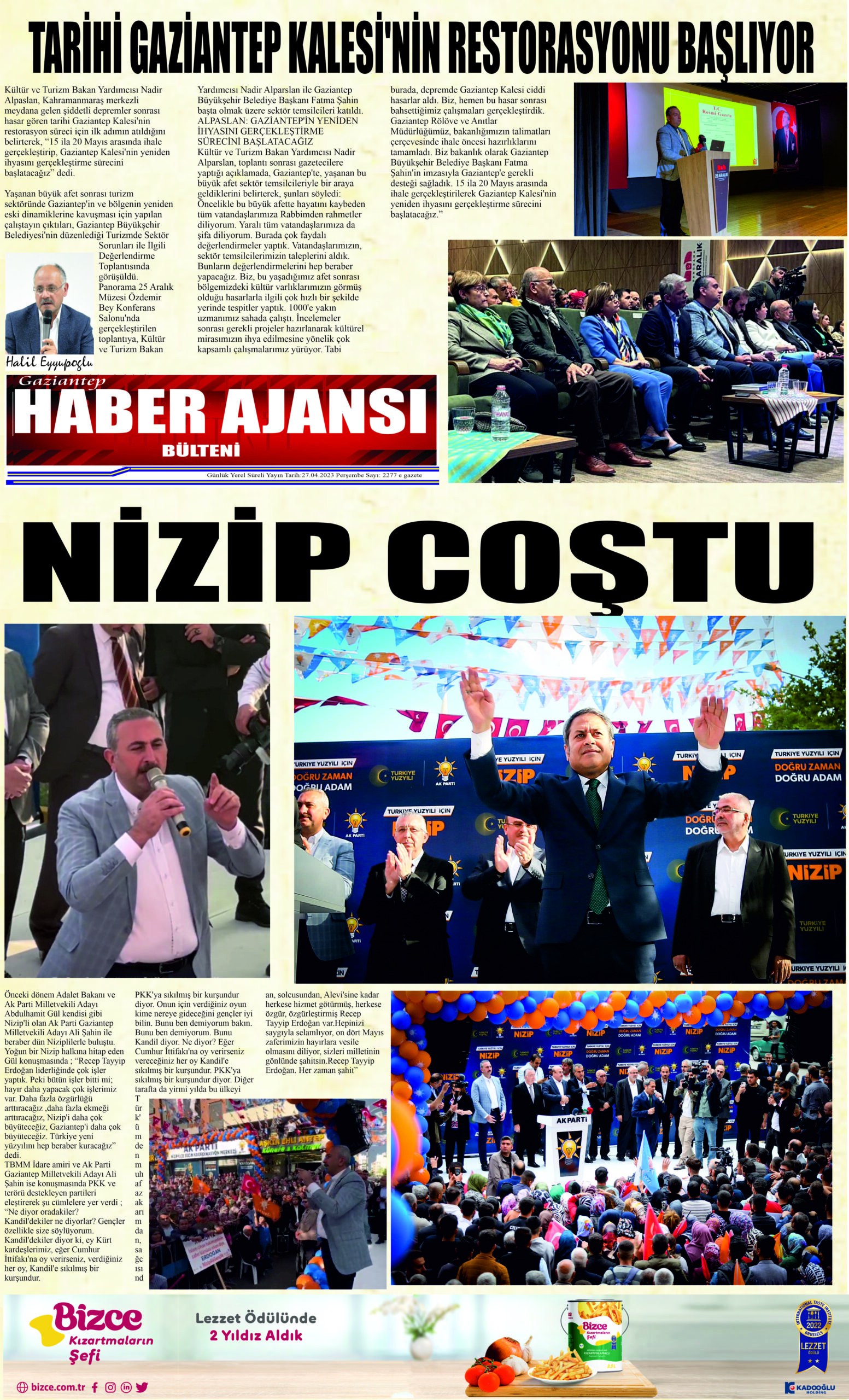 Gaziantep Haber Ajansı Bülteni Perşembe 27.04.2023 e gazete