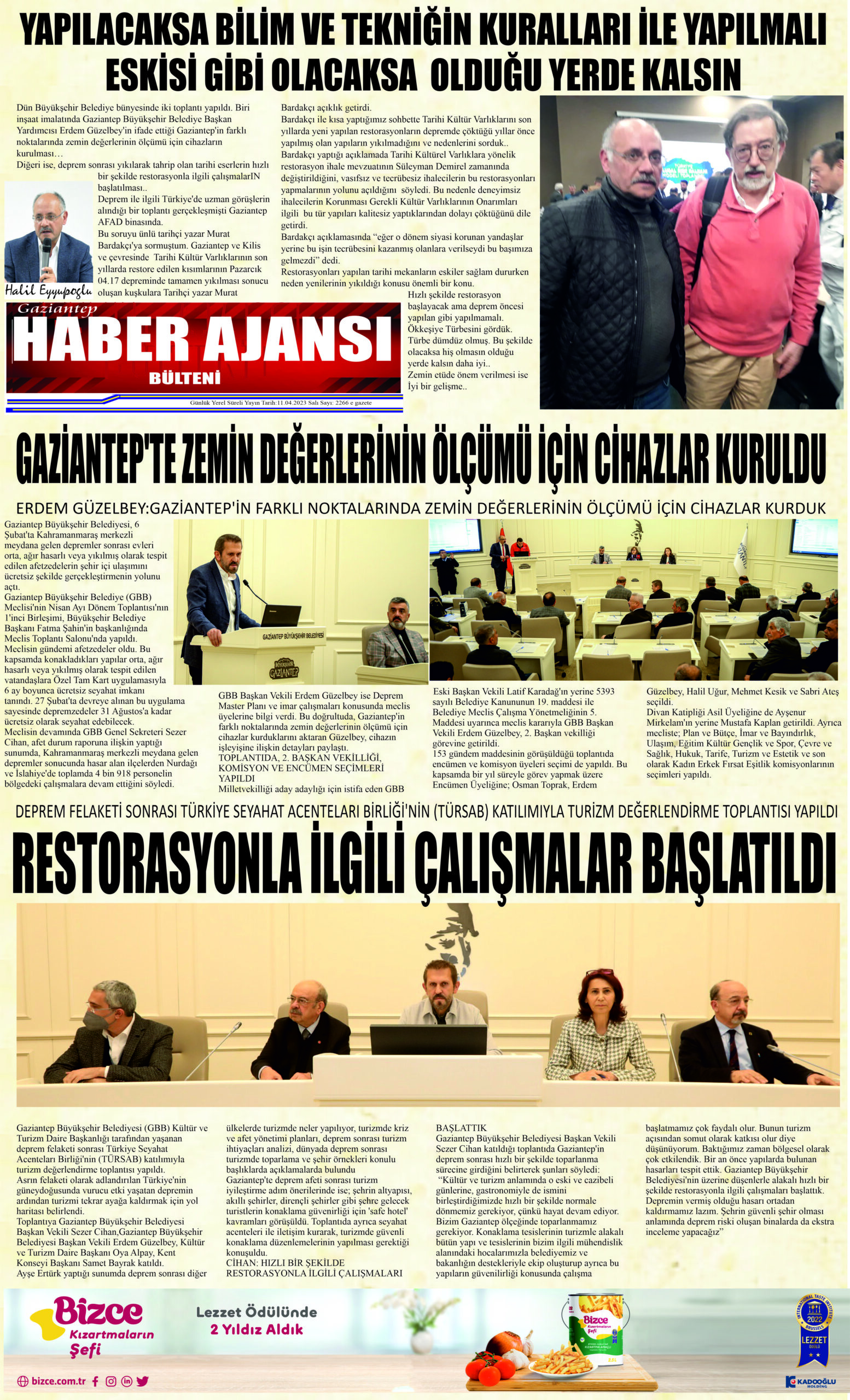 Gaziantep Haber Ajansı Bülteni Salı 11.04.2023 e gazete
