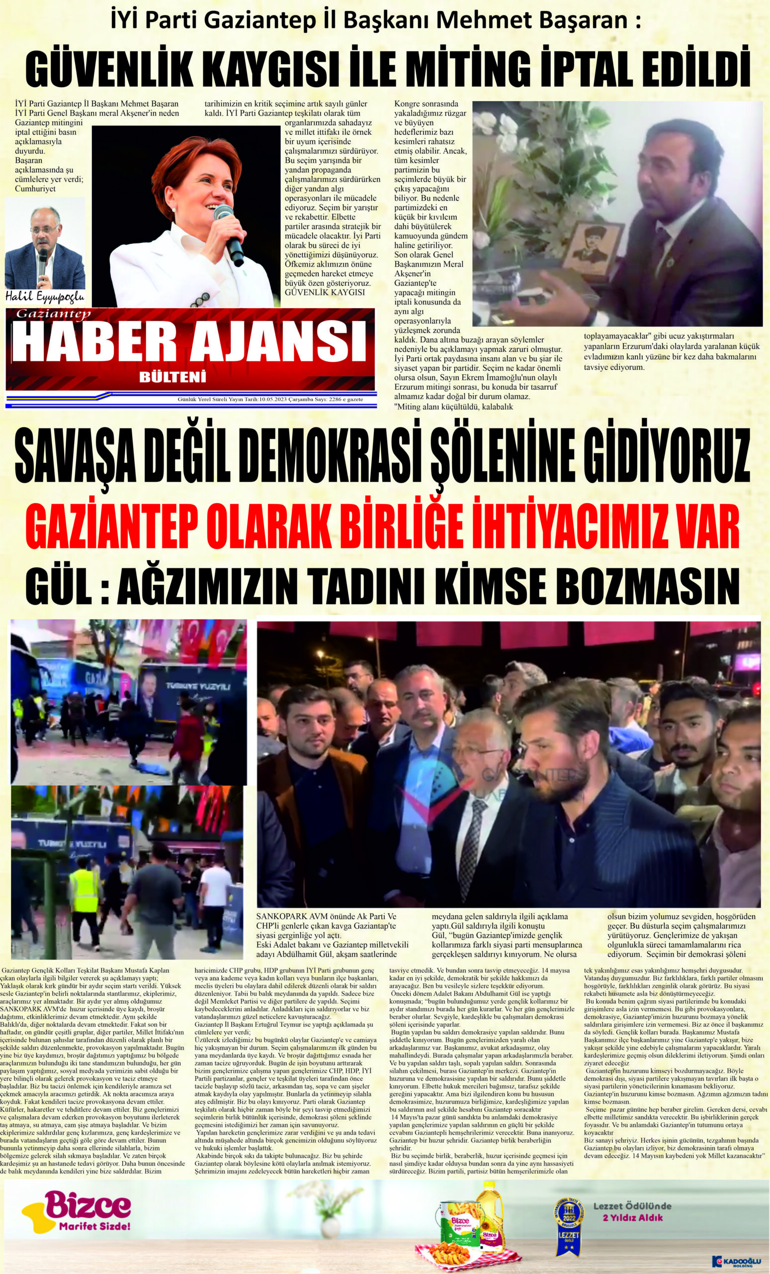 Gaziantep Haber Ajansı Bülteni Çarşamba 10.05.2023 e gazete