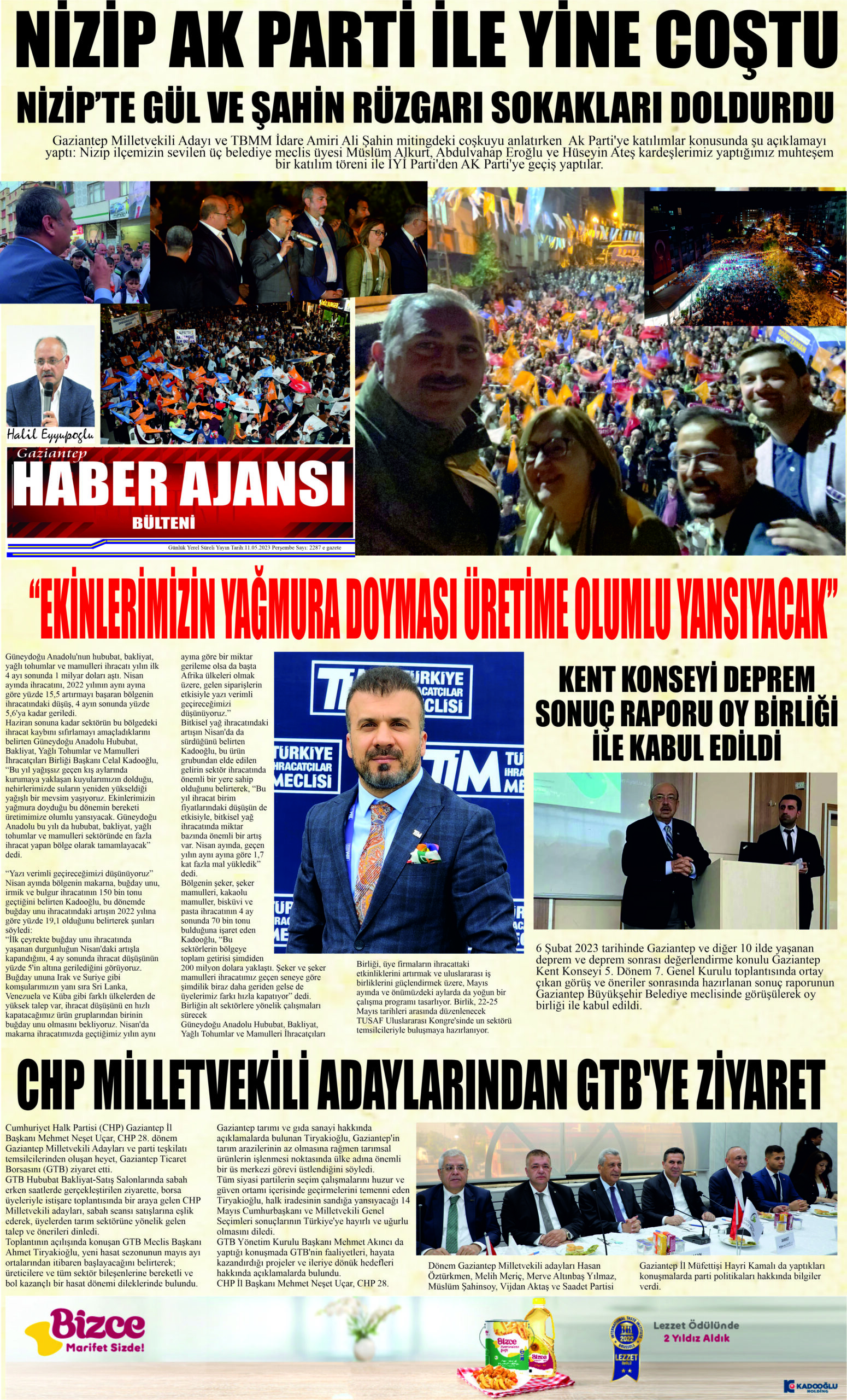 Gaziantep Haber Ajansı Bülteni Perşembe 11.05.2023 e gazete