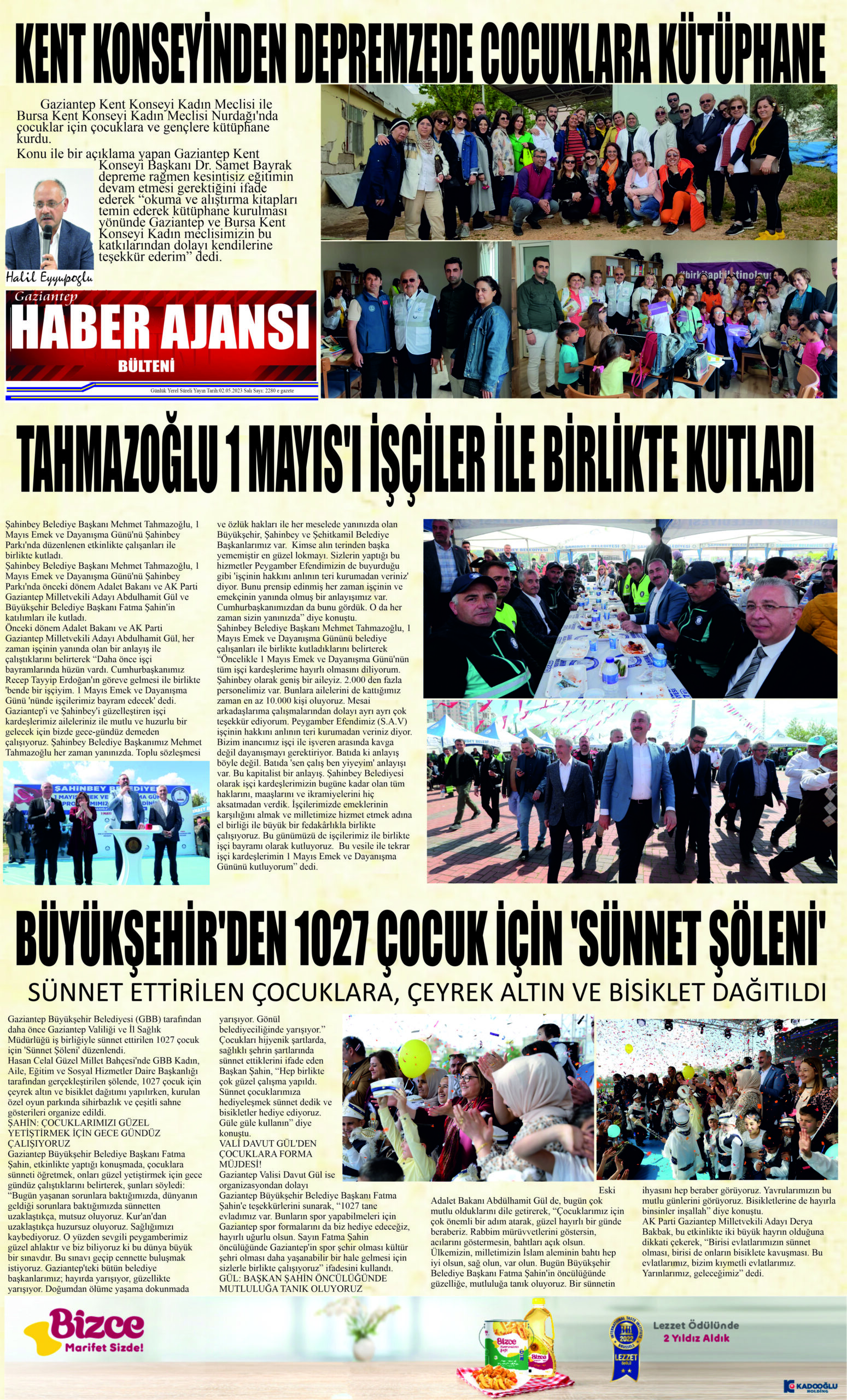 Gaziantep Haber Ajansı Bülteni Salı 02.05.2023 e gazete