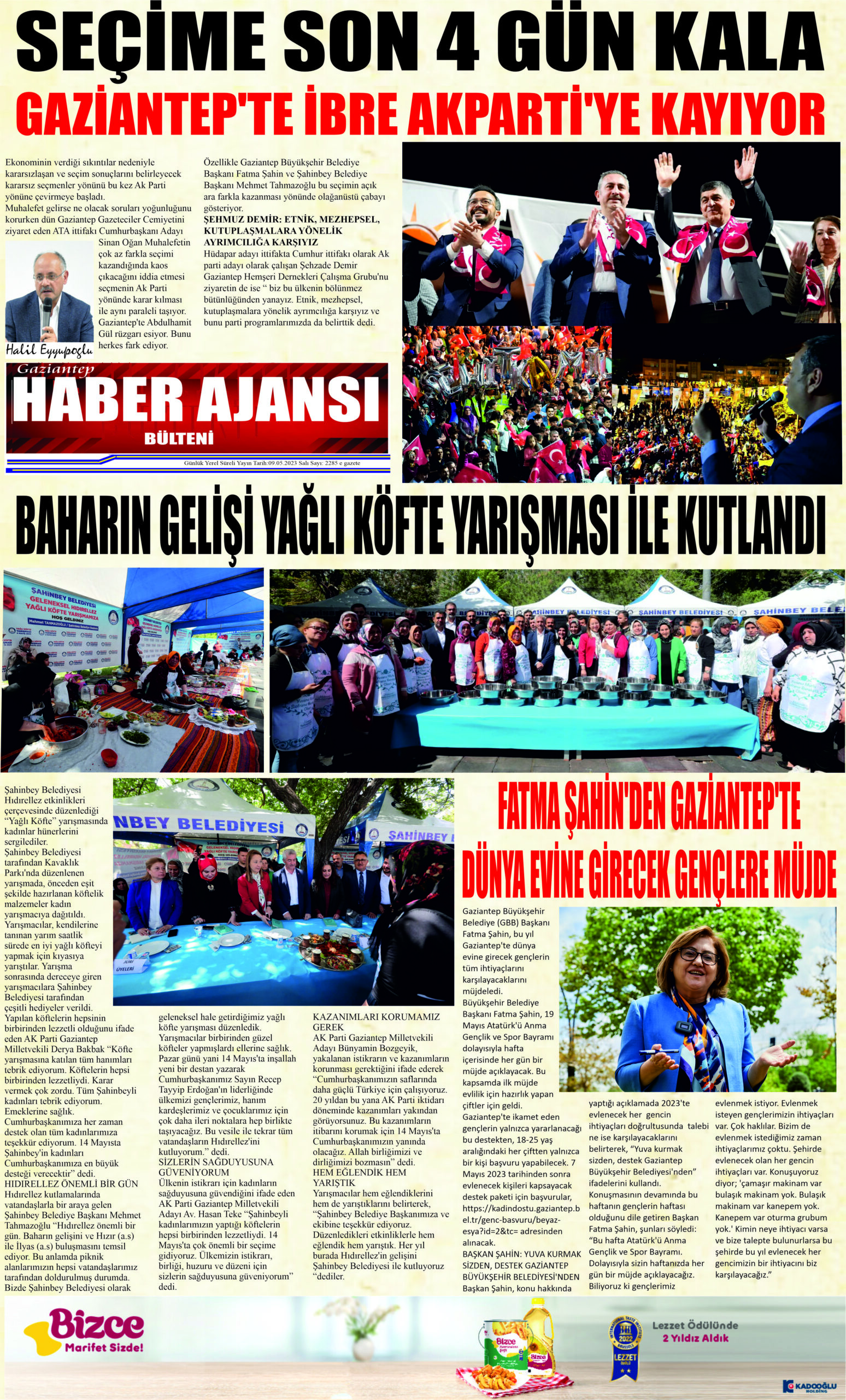 Gaziantep Haber Ajansı Bülteni Salı 09.05.2023 e gazete