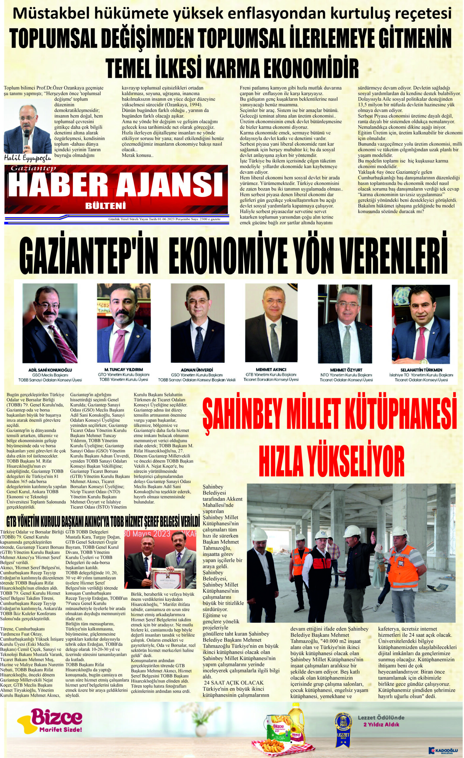 Gaziantep Haber Ajansı Bülteni Salı 01.06.2023 e gazete