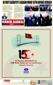 Gaziantep Haber Ajansı Bülteni Perşembe 13.07.2023 e gazete