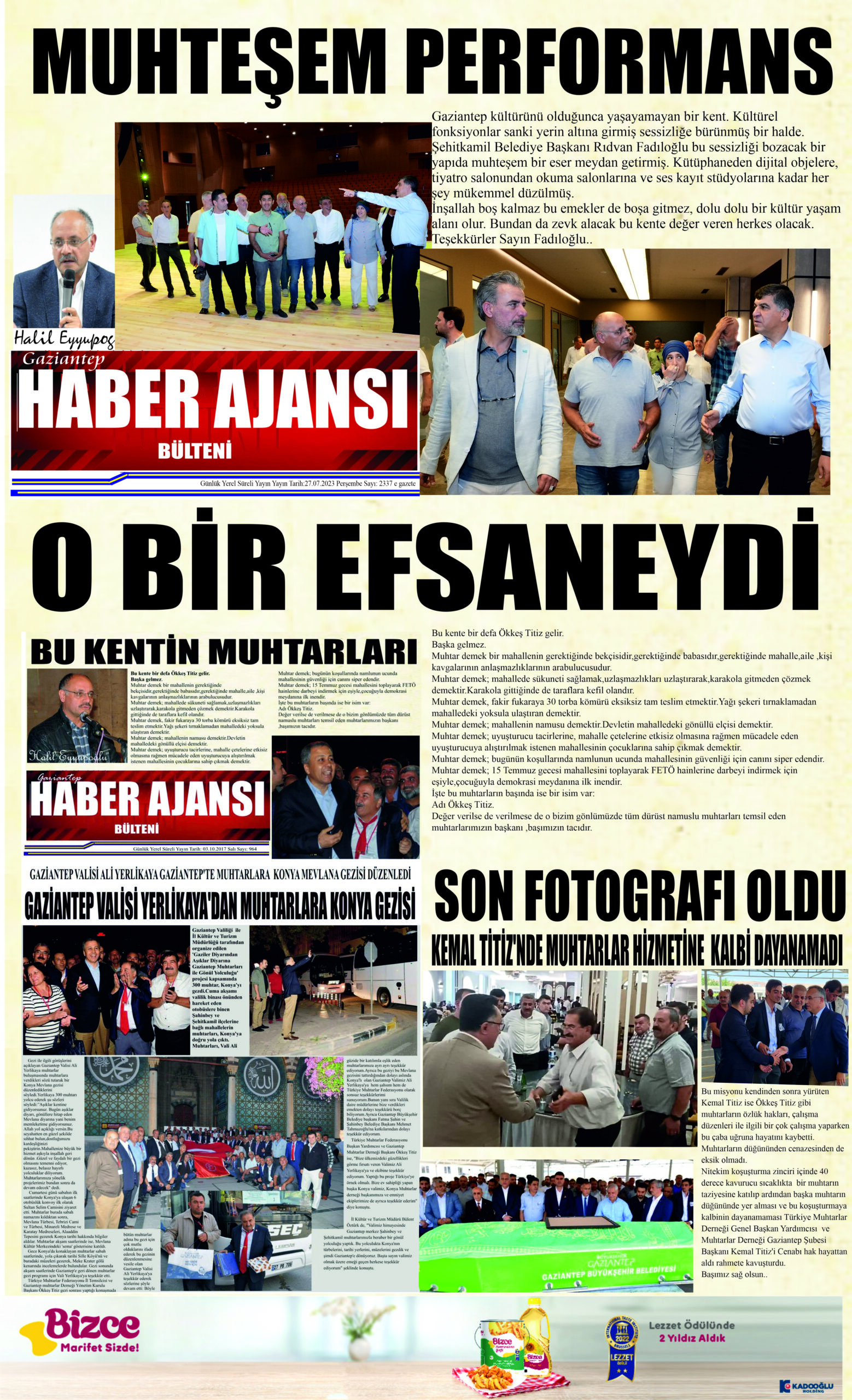 Gaziantep Haber Ajansı Bülteni Perşembe 27.07.2023 e gazete