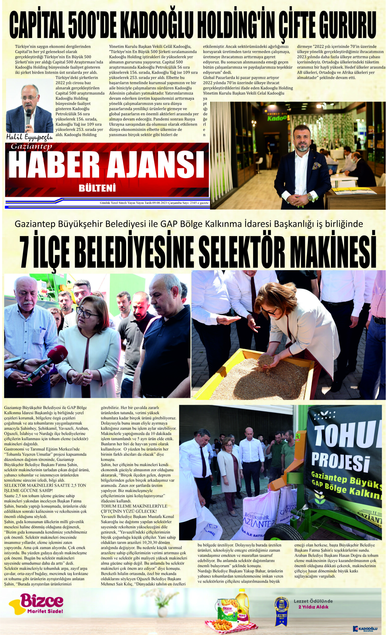 Gaziantep Haber Ajansı Bülteni Çarşamba 09.08.2023 e gazete