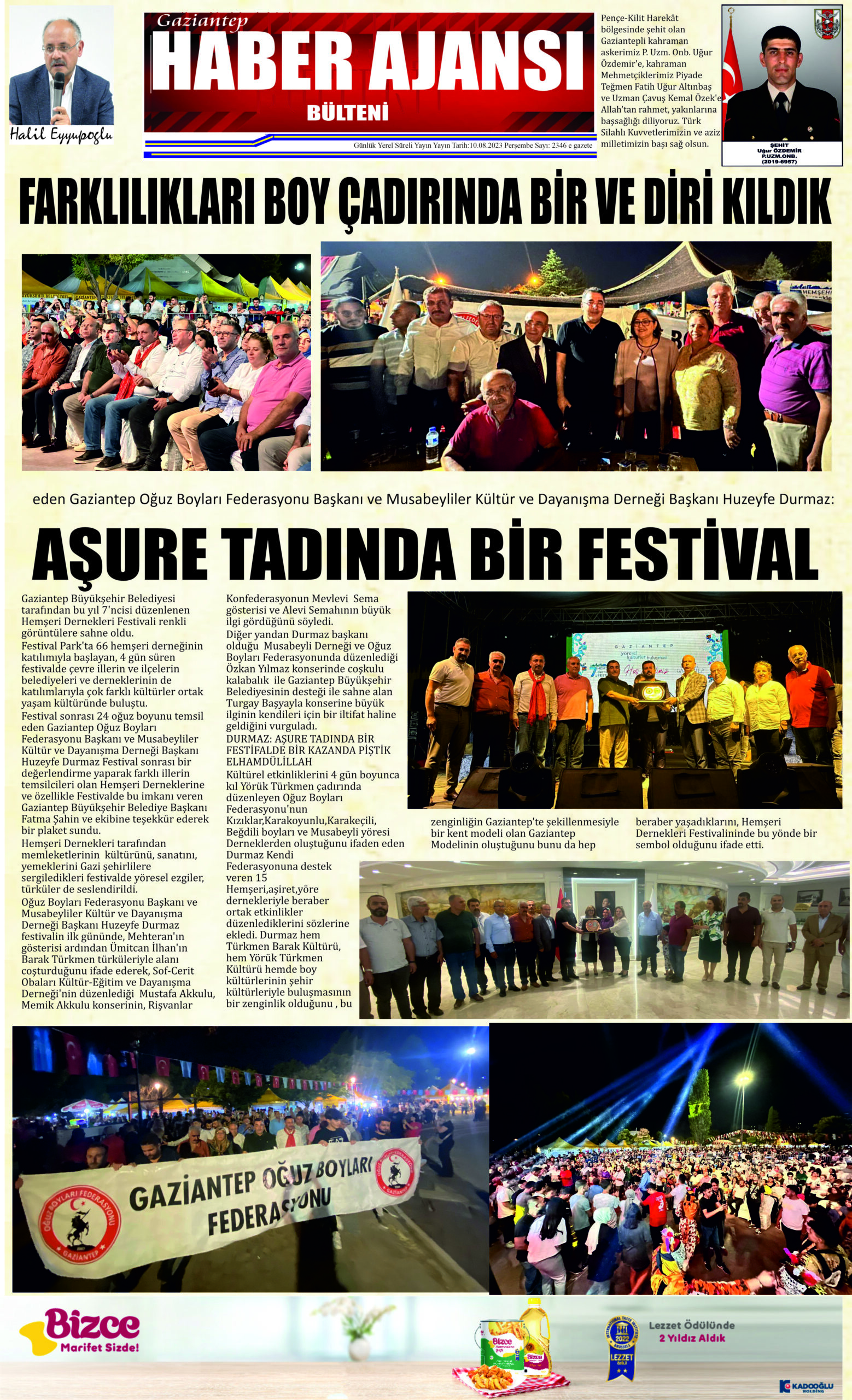 Gaziantep Haber Ajansı Bülteni Perşembe 10.08.2023 e gazete