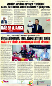 Gaziantep Haber Ajansı Bülteni Çarşamba 18.10.2023 e gazete