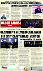 Gaziantep Haber Ajansı Bülteni Pazartesi 23.10.2023 e gazete