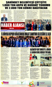 Gaziantep Haber Ajansı Bülteni Salı 03.10.2023 e gazete