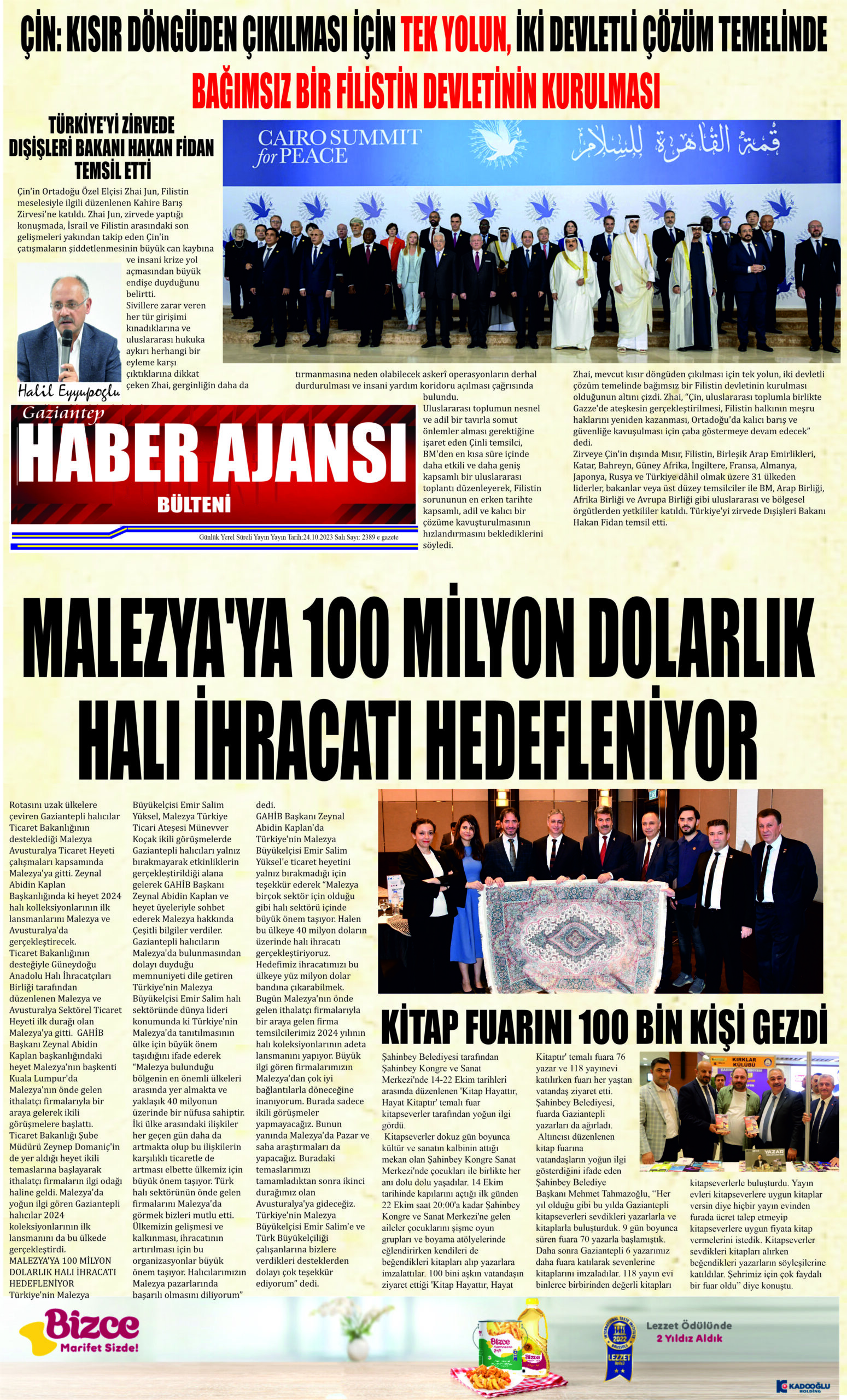 Gaziantep Haber Ajansı Bülteni Salı 24.10.2023 e gazete