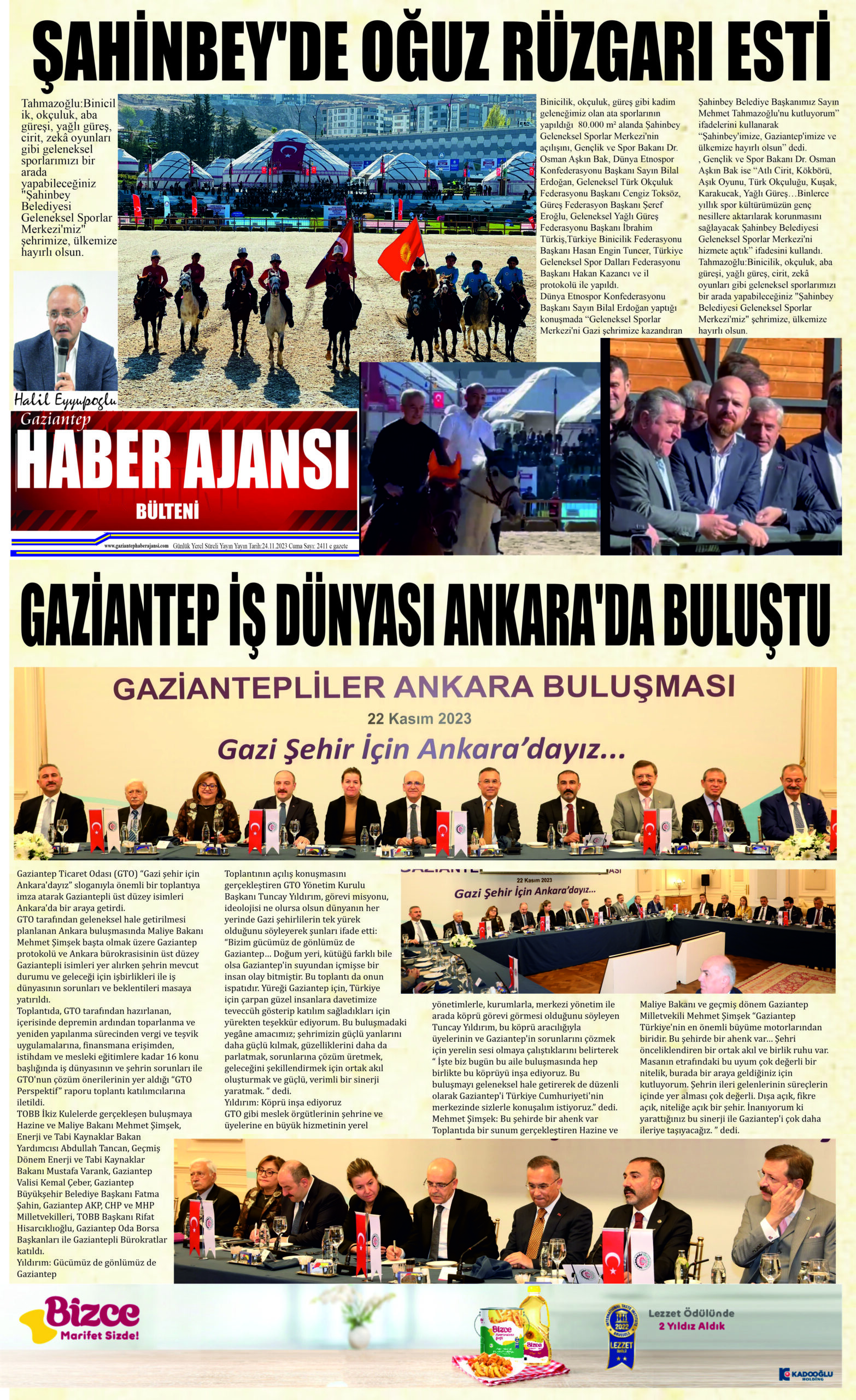 Gaziantep Haber Ajansı Bülteni Cuma 24.11.2023 e gazete
