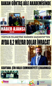 Gaziantep Haber Ajansı Bülteni Salı 07.11.2023 e gazete