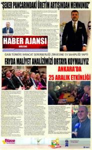 Gaziantep Haber Ajansı Bülteni Çarşamba 27.12.2023 e gazete