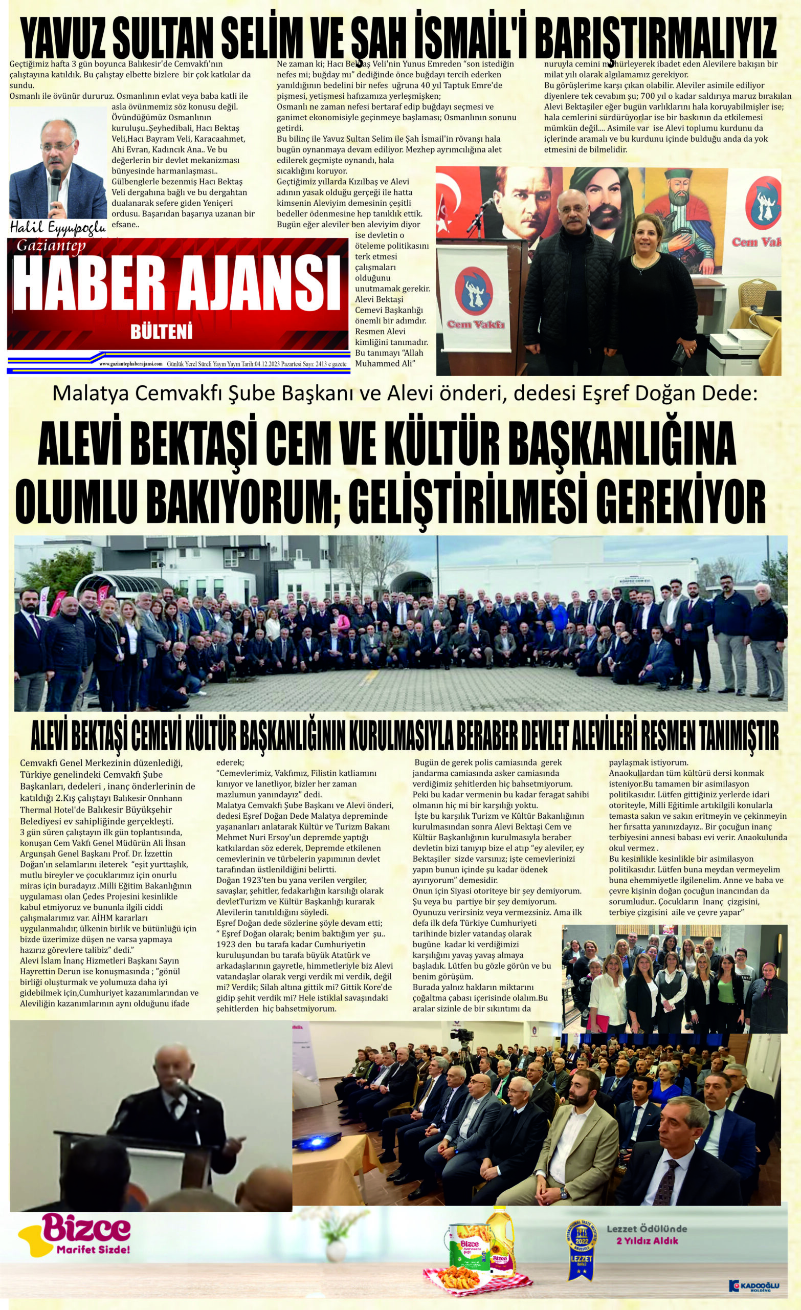 Gaziantep Haber Ajansı Bülteni Pazartesi 04.12.2023 e gazete