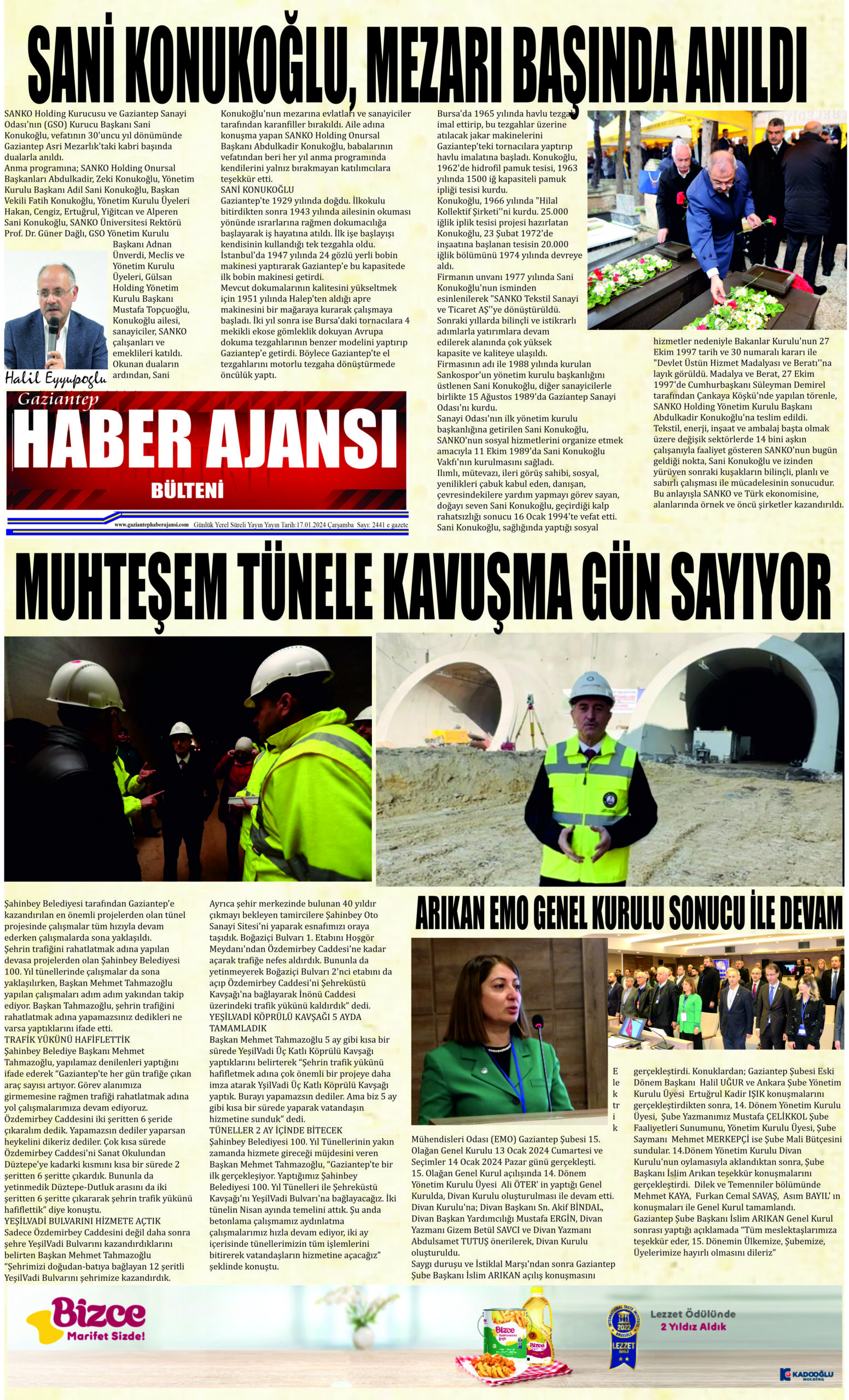 Gaziantep Haber Ajansı Bülteni Çarşamba 17.01.2024 e gazete