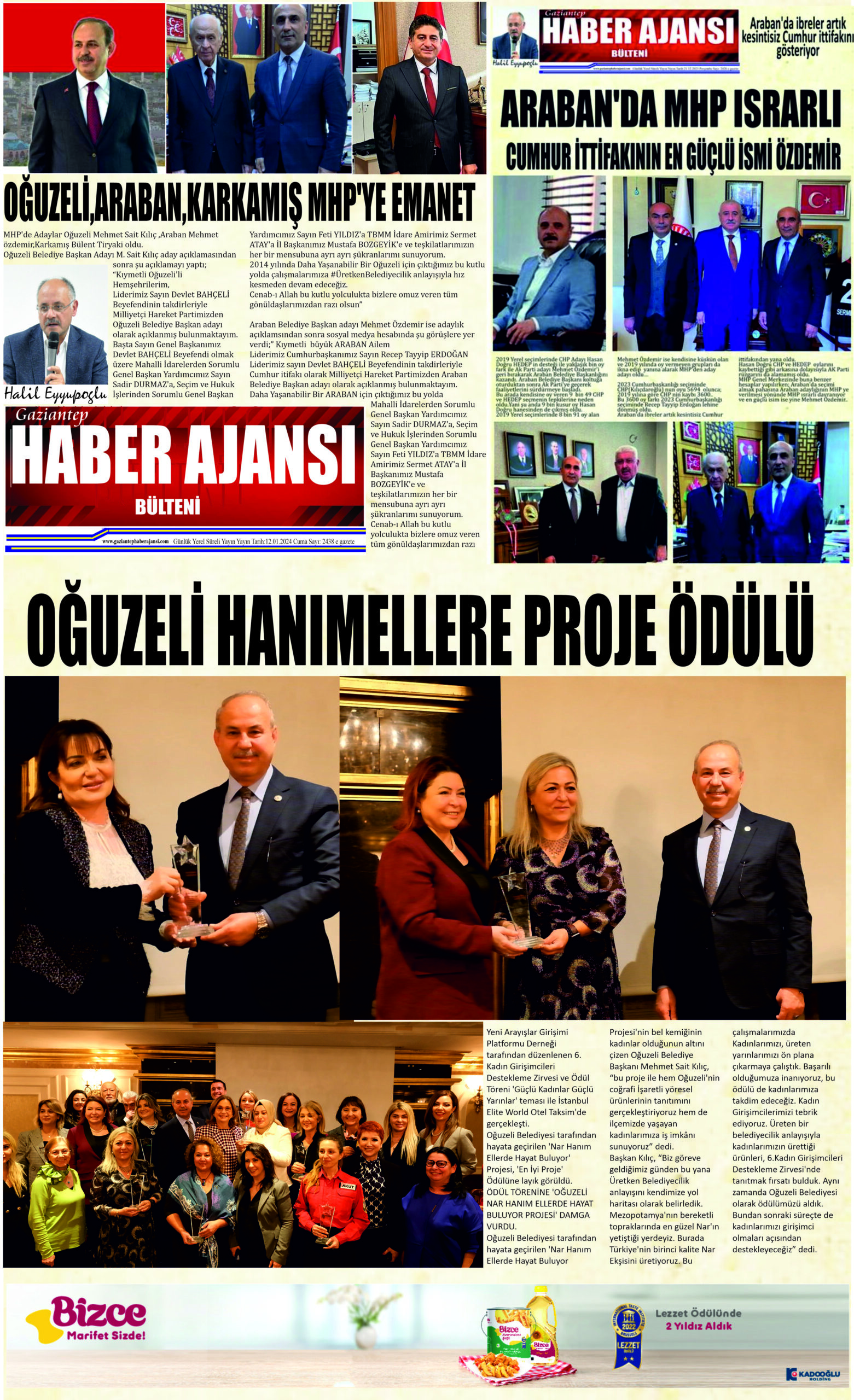 Gaziantep Haber Ajansı Bülteni Cuma 12.01.2024 e gazete