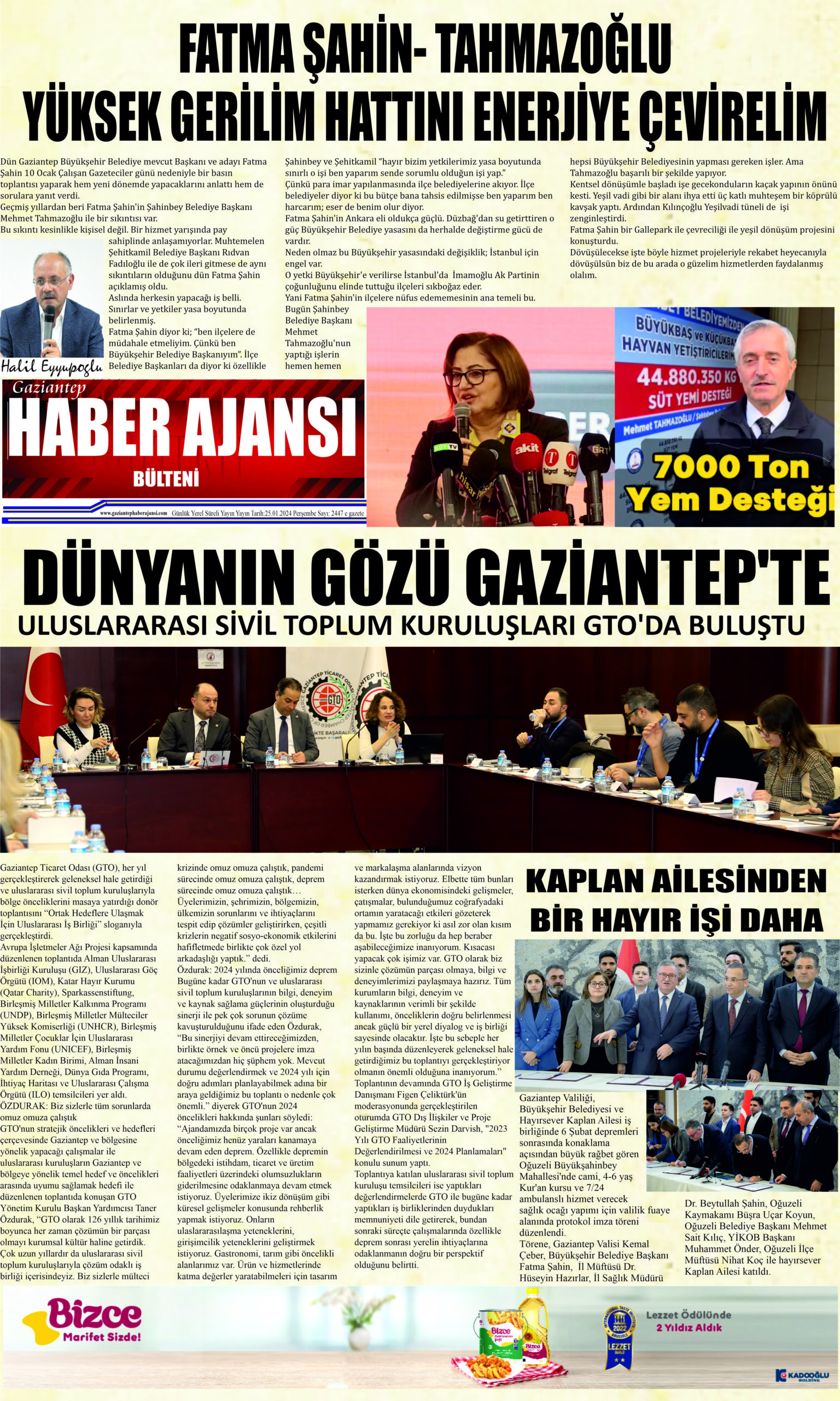 Gaziantep Haber Ajansı Bülteni Perşembe 25.01.2024 e gazete