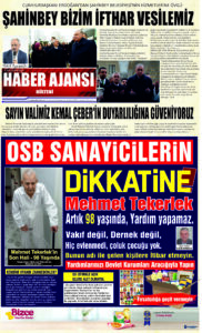 Gaziantep Haber Ajansı Bülteni Cuma 09.02.2024 e gazete