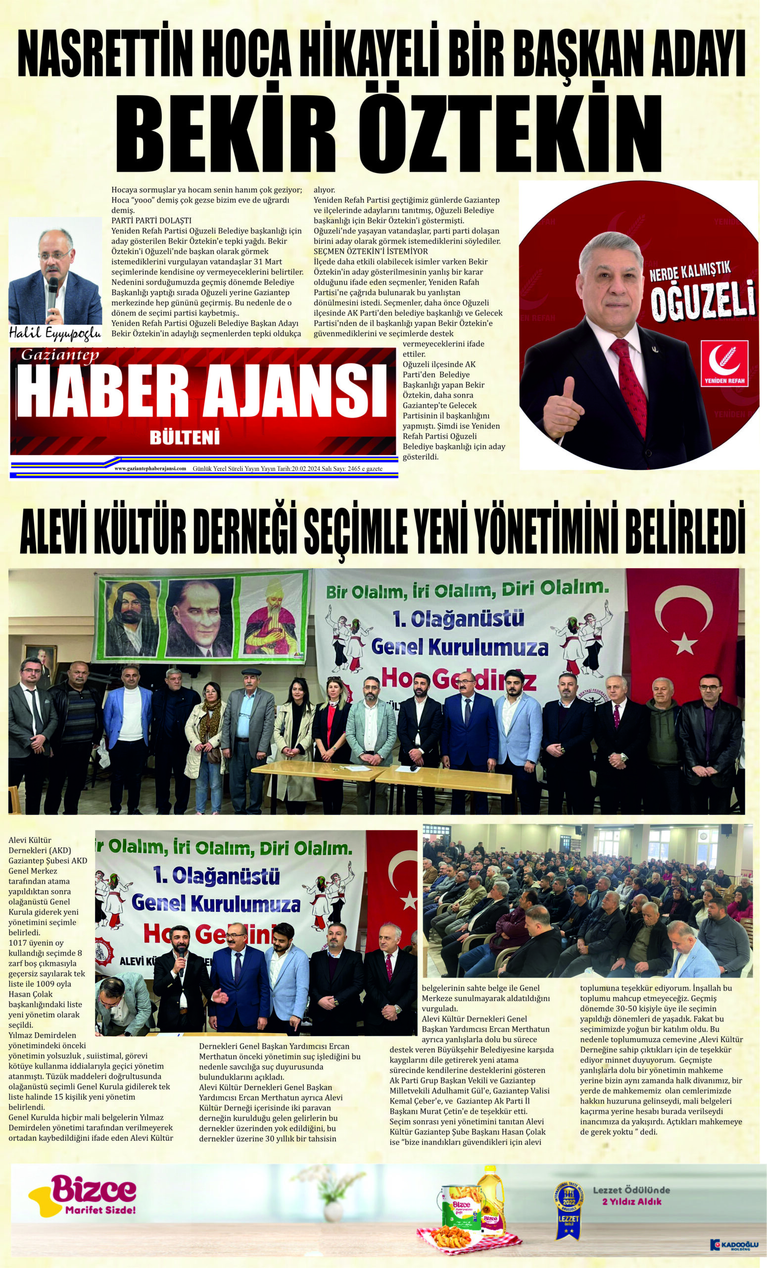 Gaziantep Haber Ajansı Bülteni Salı 20.02.2024 e gazete