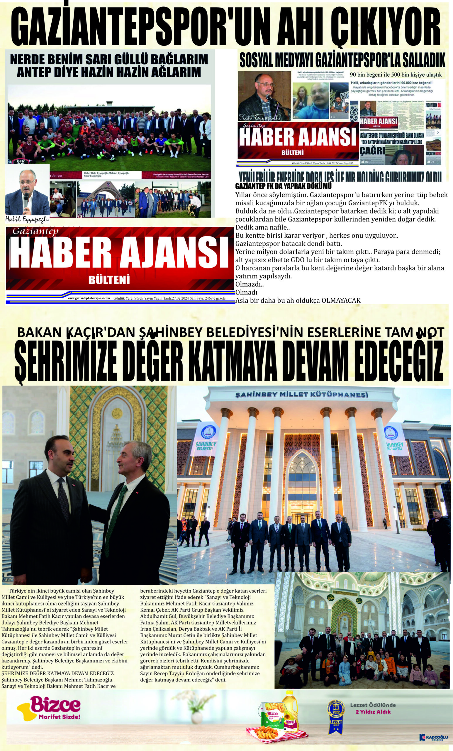 Gaziantep Haber Ajansı Bülteni Salı 27.02.2024 e gazete