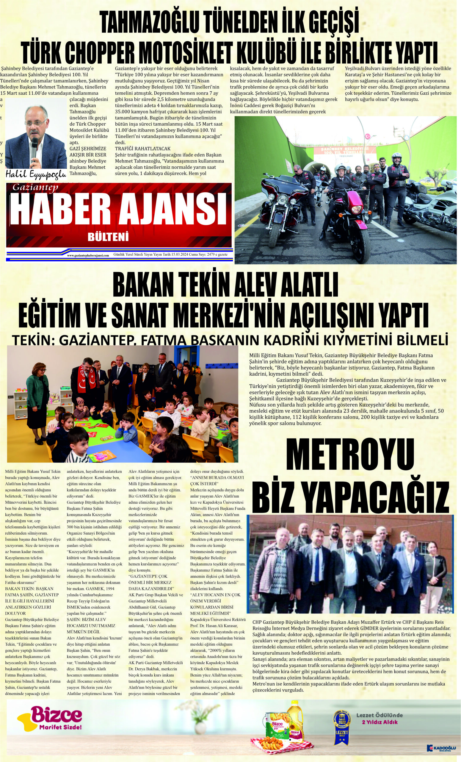Gaziantep Haber Ajansı Bülteni Cuma 15.03.2024 e gazete