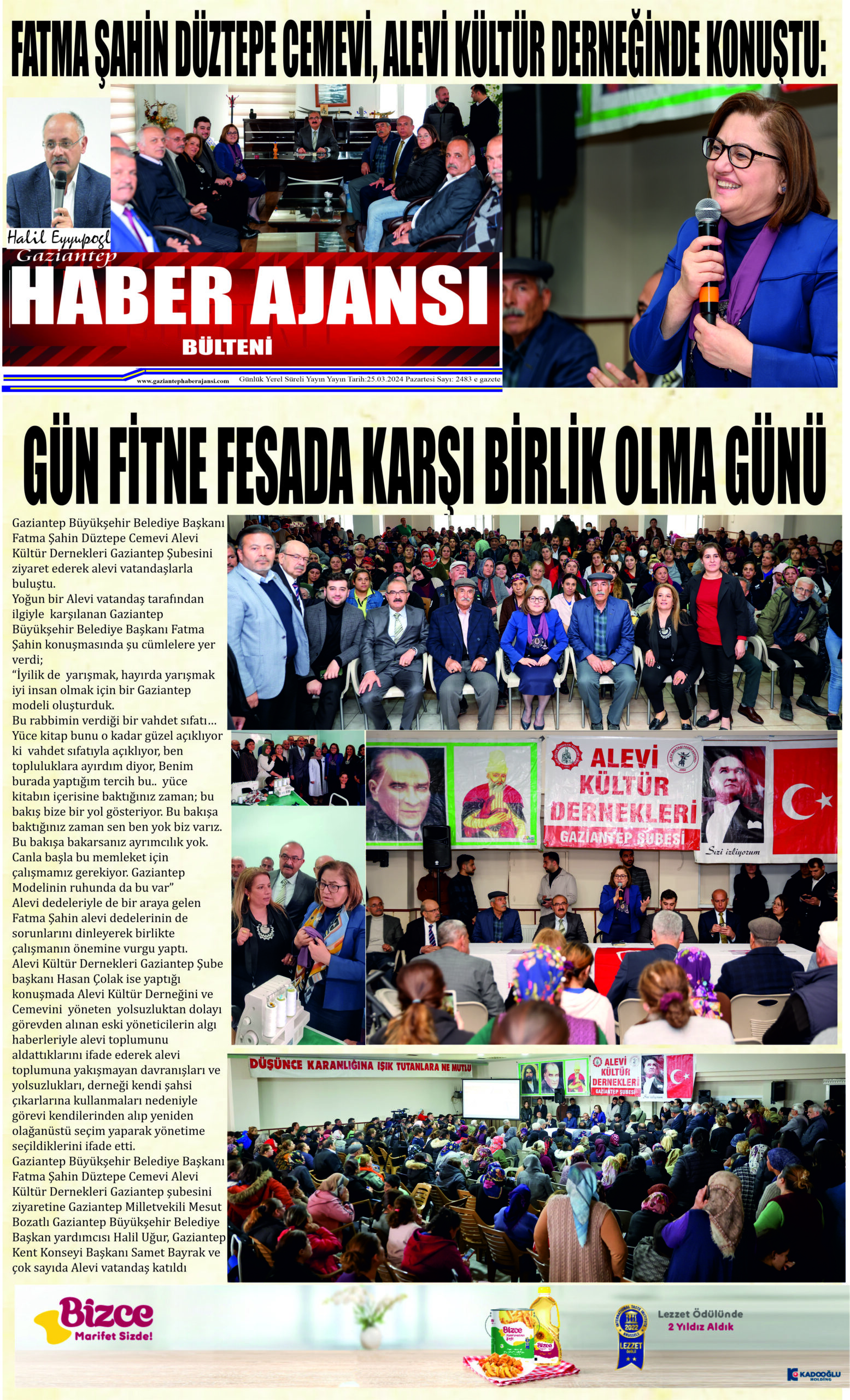 Gaziantep Haber Ajansı Bülteni Pazartesi 25.03.2024 e gazete