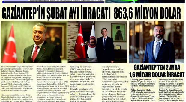 Gaziantep Haber Ajansı Bülteni Salı 05.03.2024 e gazete