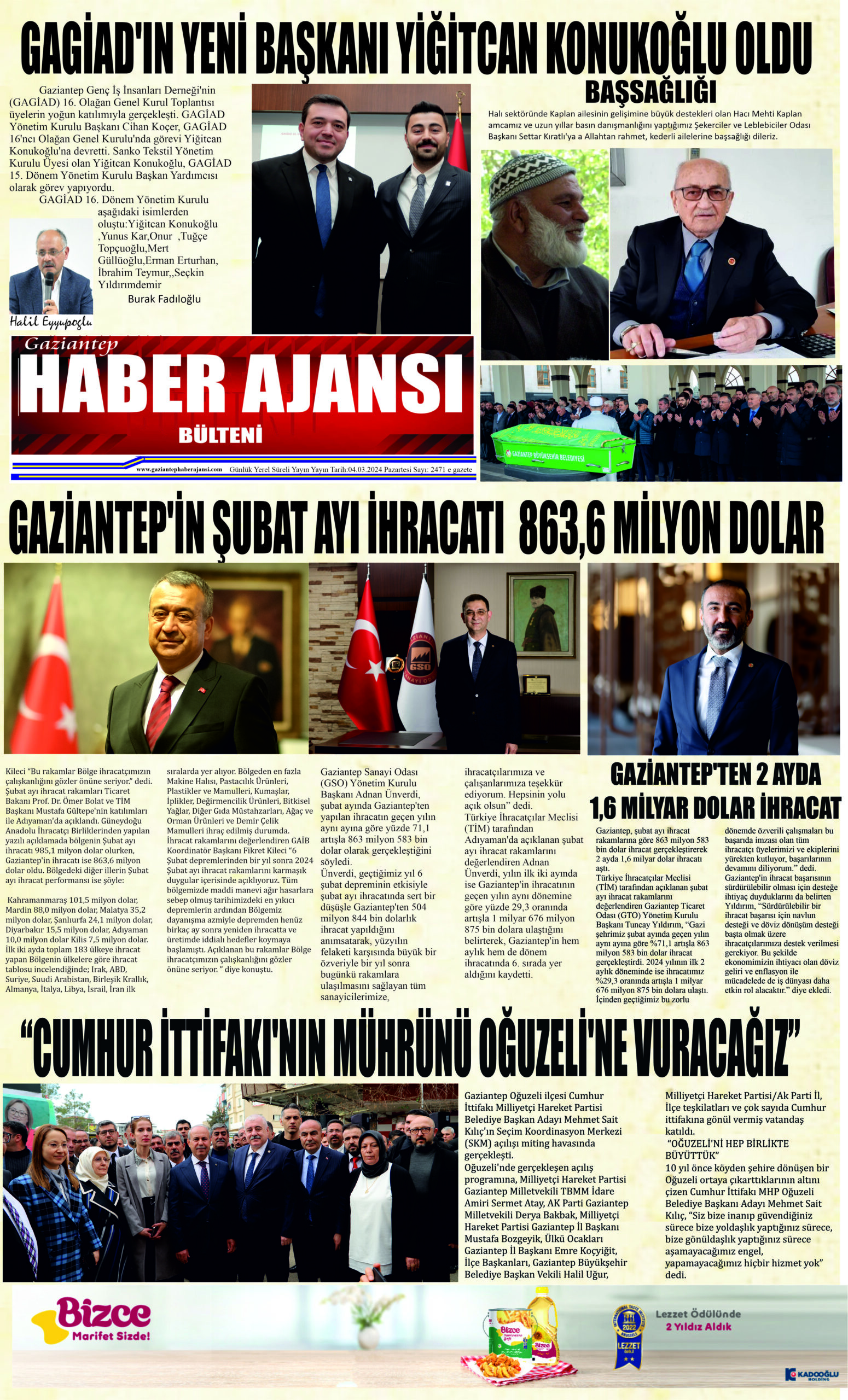 Gaziantep Haber Ajansı Bülteni Salı 05.03.2024 e gazete