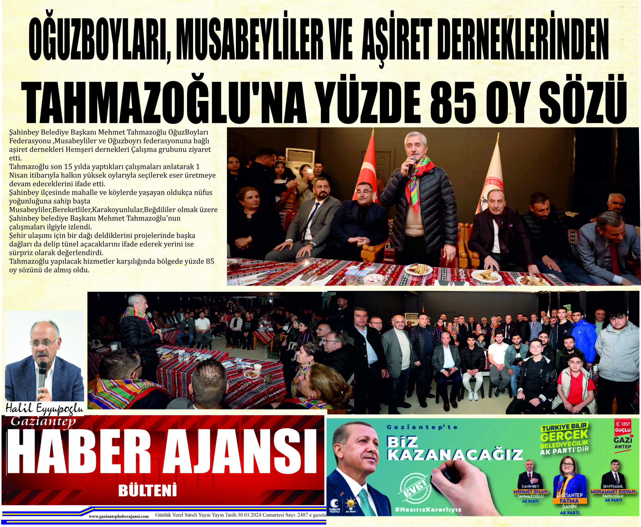 Gaziantep Haber Ajansı Bülteni Cumartesi 30.03.2024 e gazete