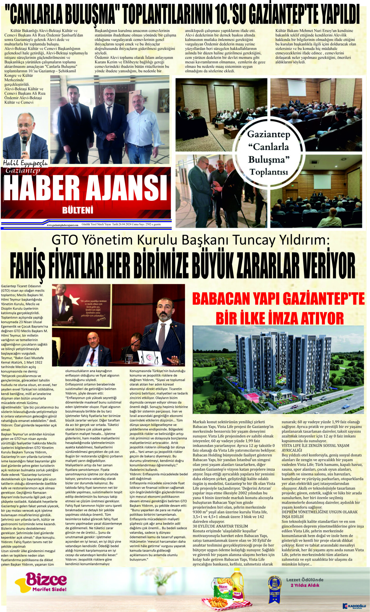 Gaziantep Haber Ajansı Bülteni Cuma 26.04.2024 e gazete