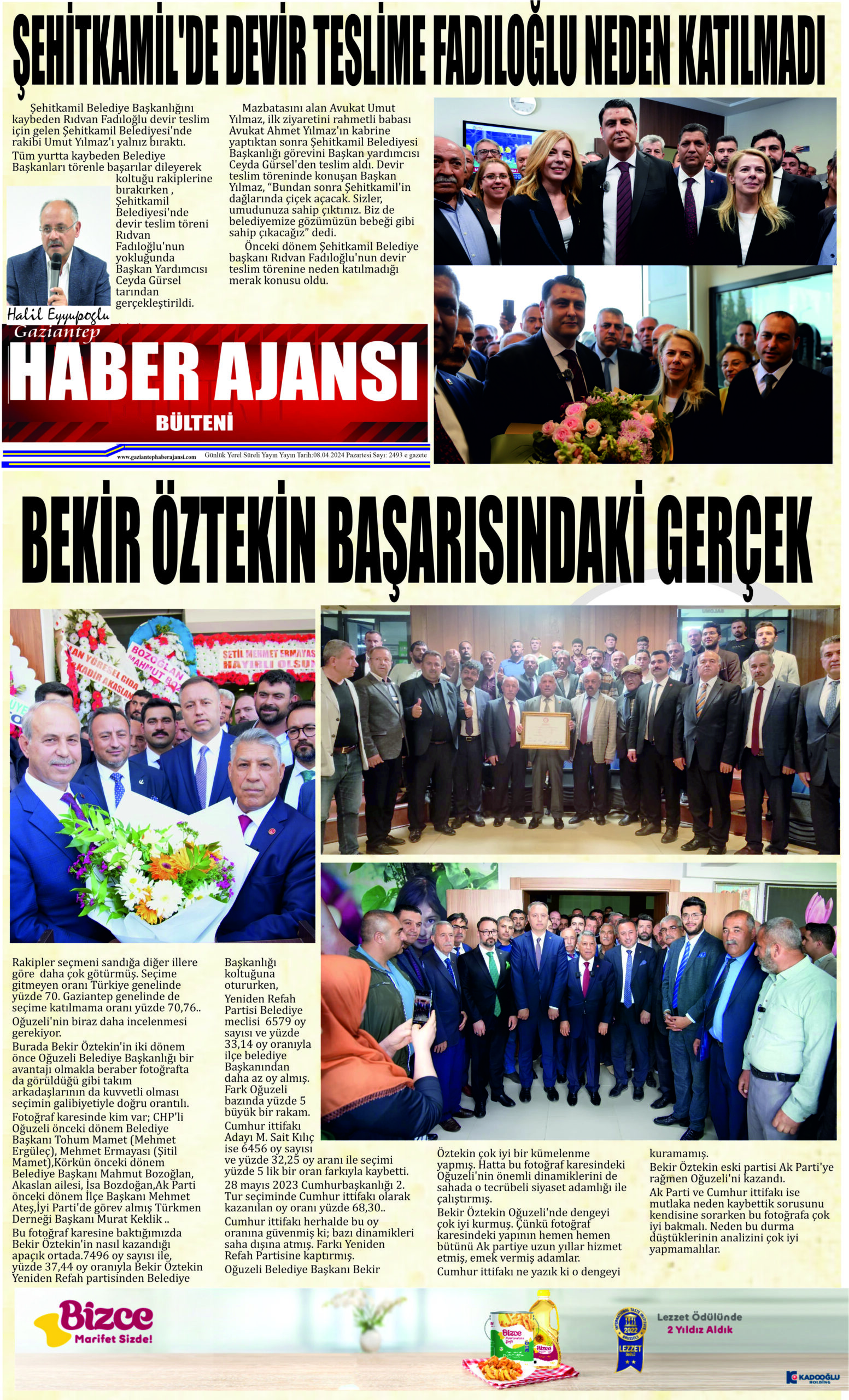 Gaziantep Haber Ajansı Bülteni Pazartesi 08.04.2024 e gazete