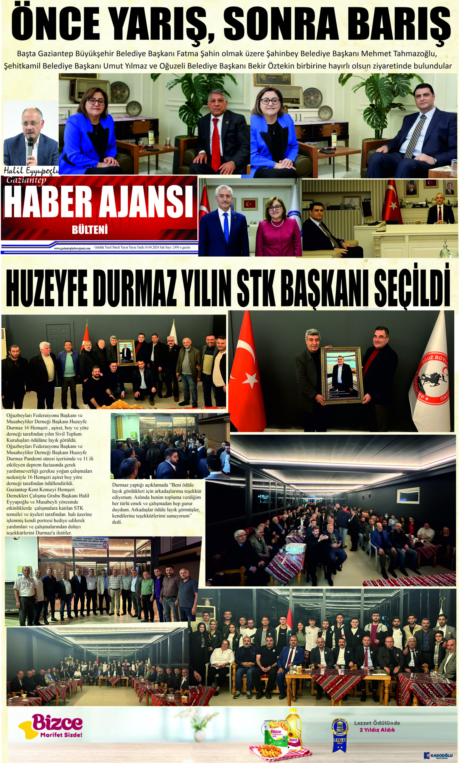 Gaziantep Haber Ajansı Bülteni Salı 16.04.2024 e gazete
