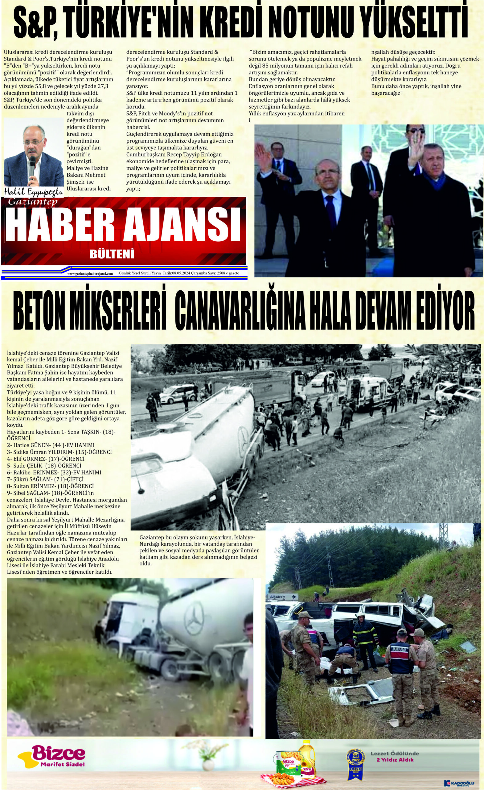 Gaziantep Haber Ajansı Bülteni Çarşamba 08.04.2024 e gazete