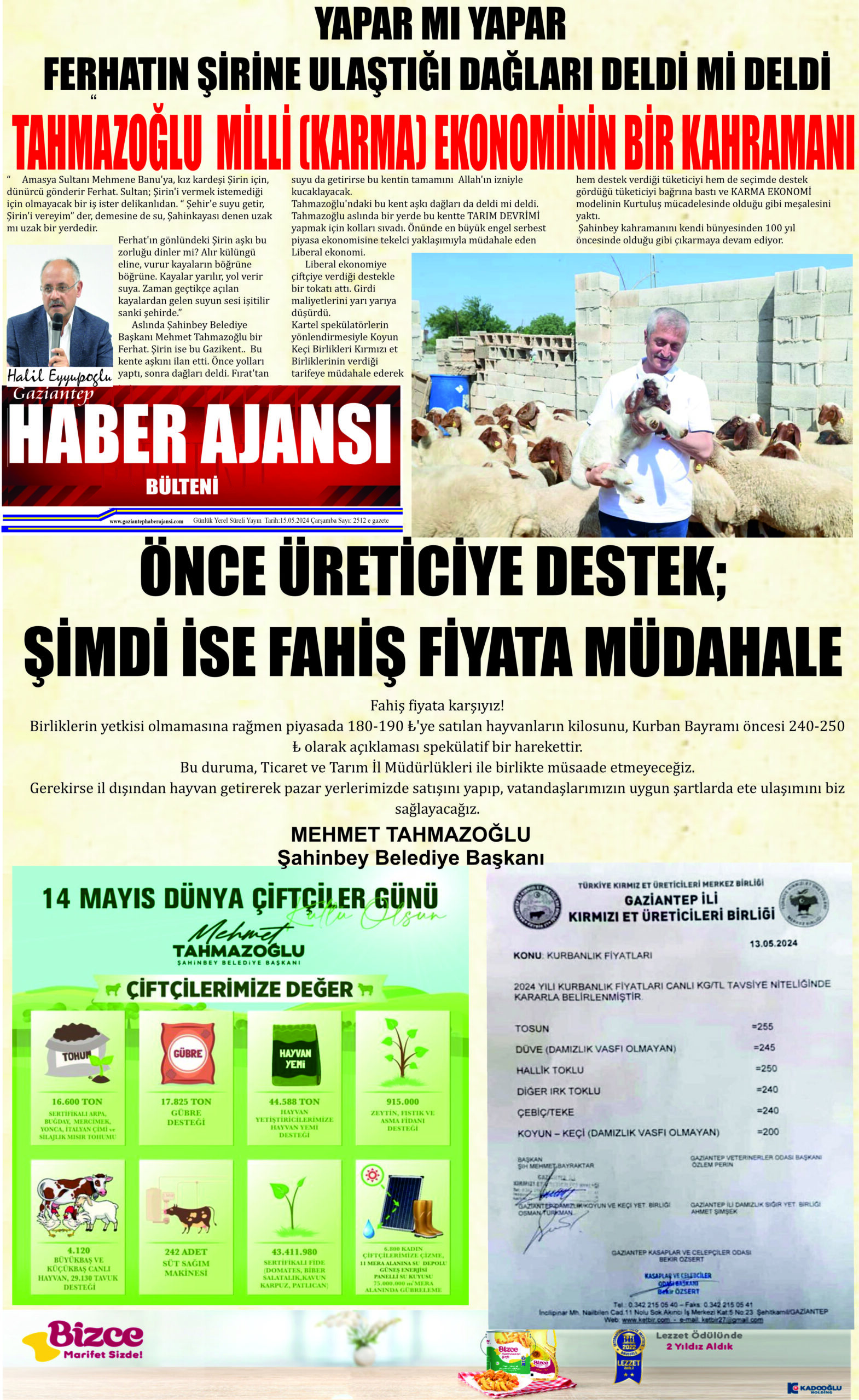 Gaziantep Haber Ajansı Bülteni Çarşamba 15.05.2024 e gazete