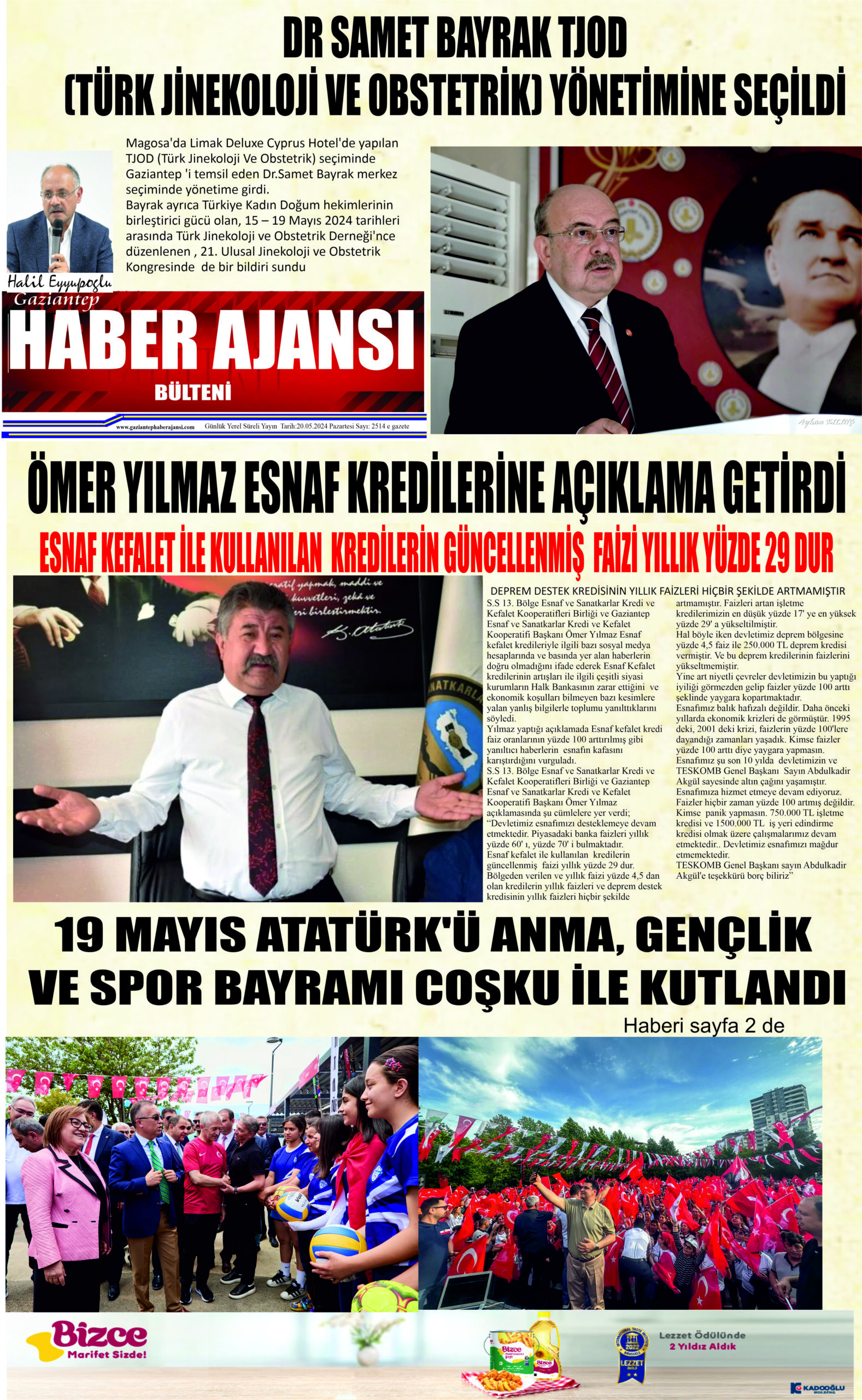 Gaziantep Haber Ajansı Bülteni Pazartesi 20.05.2024 e gazete