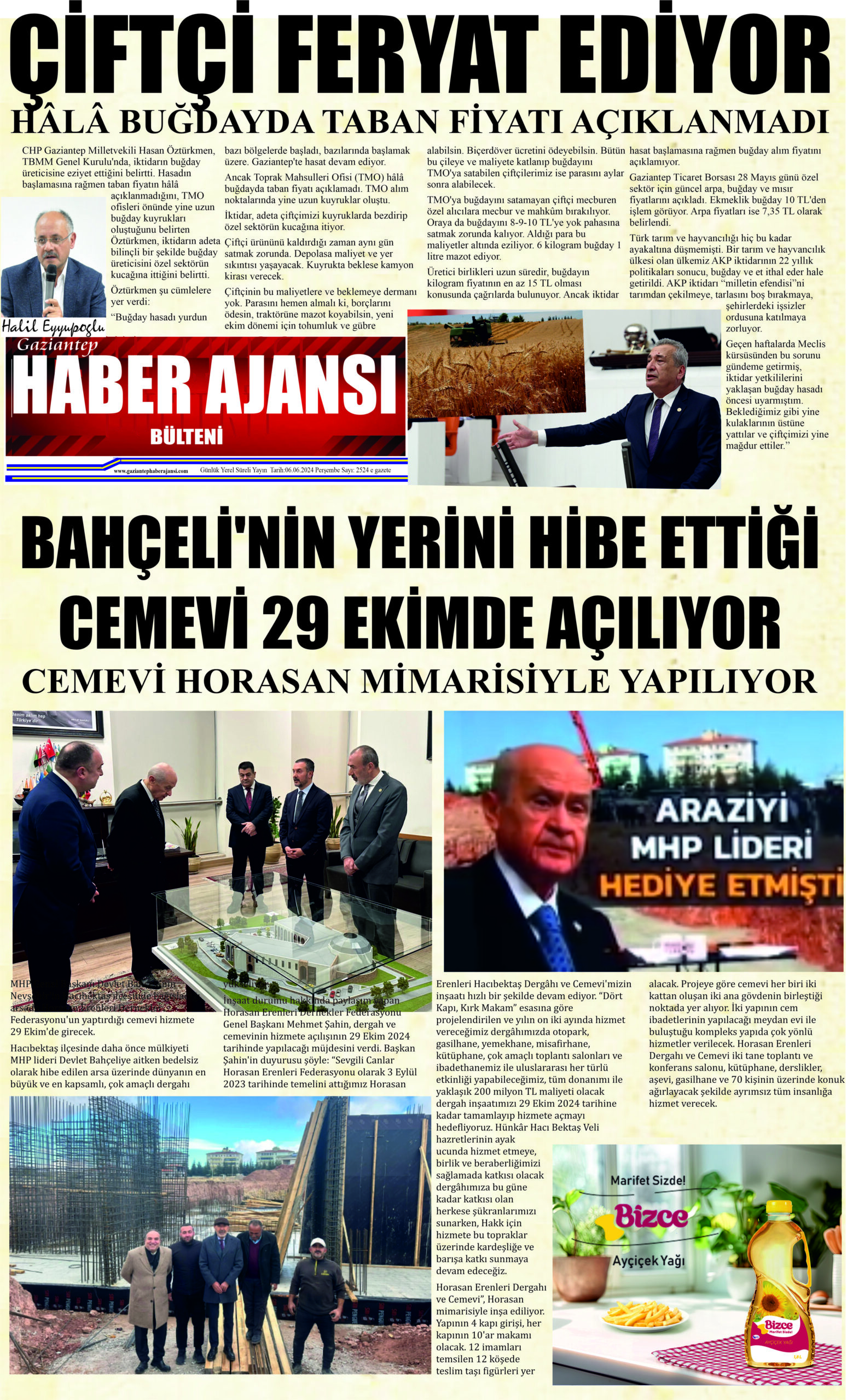 Gaziantep Haber Ajansı Bülteni Perşembe 06.06.2024 e gazete